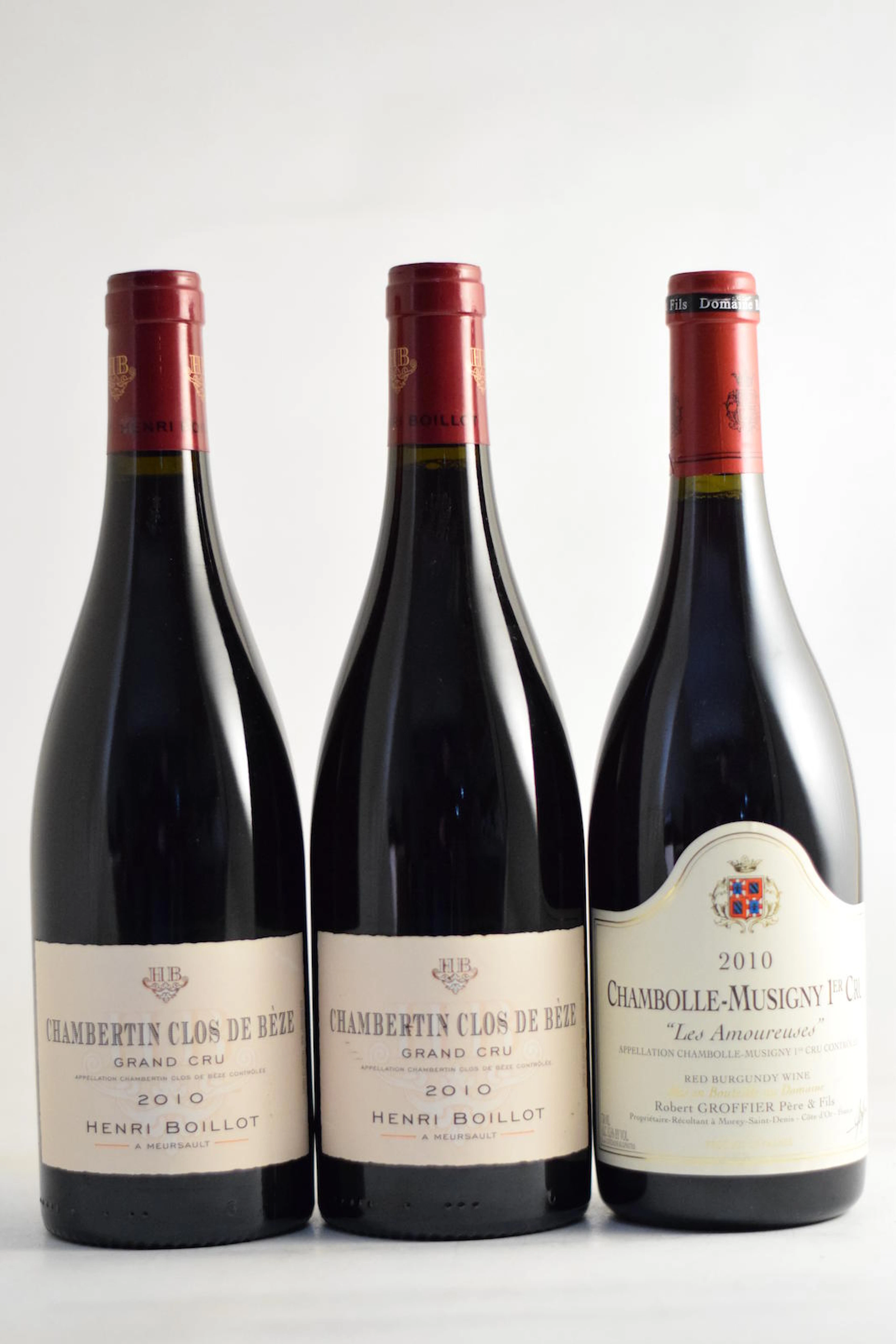 Chambertin Clos de Bèze 2010, Domaine Henri Boillot (2) Chambolle-Musigny 1er Cru, Les Amoureuses 2010, Domaine Robert Groffier (1)