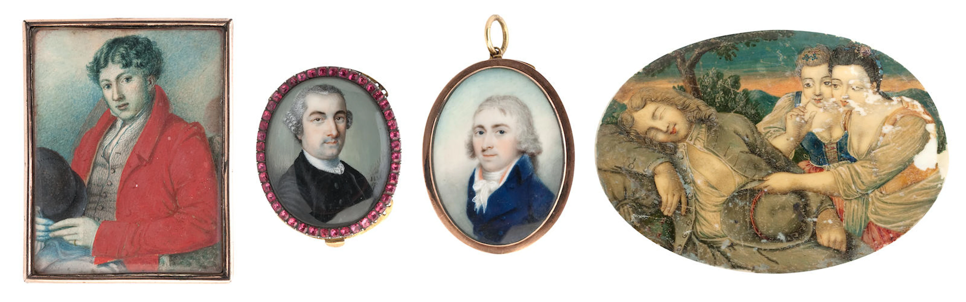 A collection of five portrait miniatures