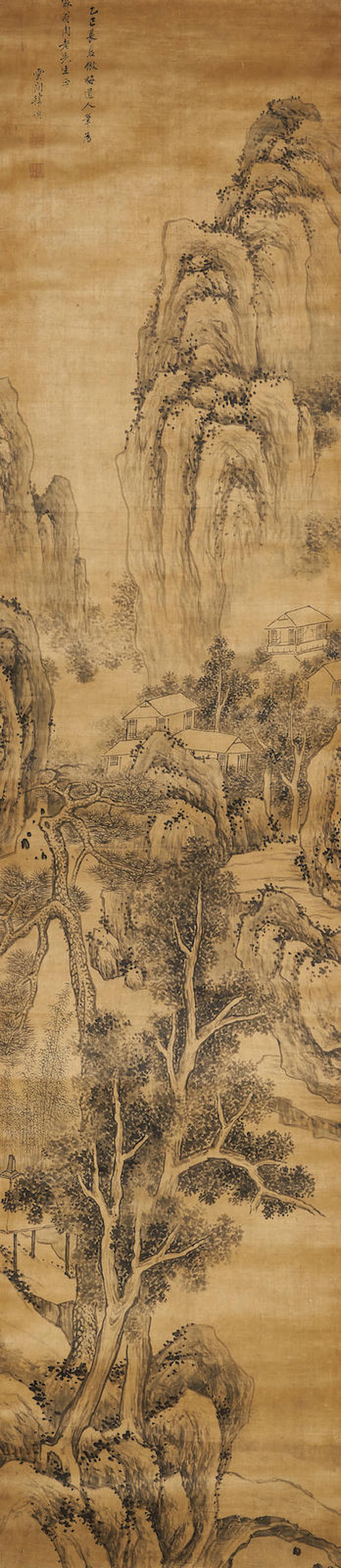 Ink on satin, hanging scroll
