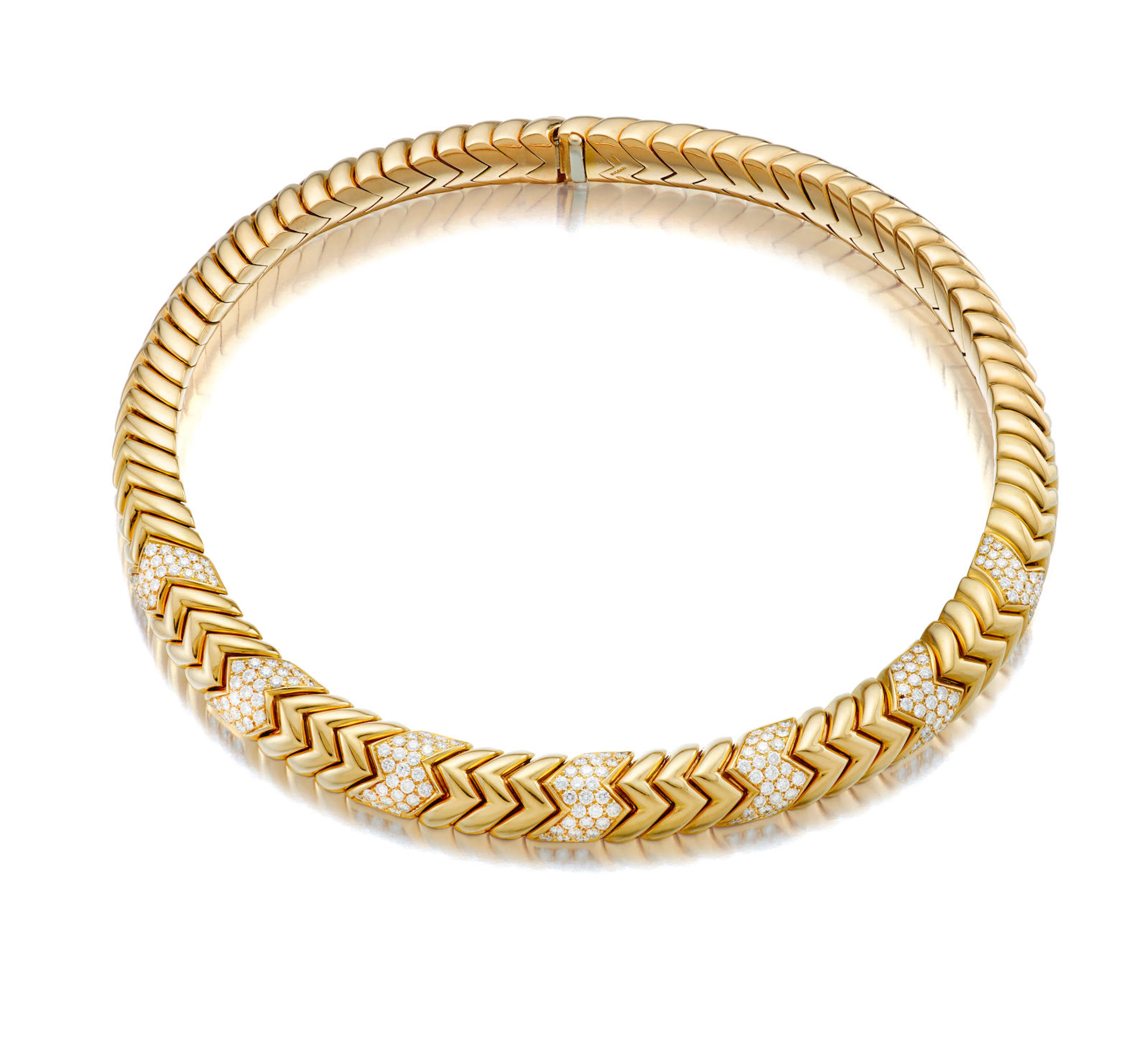 An 18k gold and diamond "Spiga" collar, Bulgari