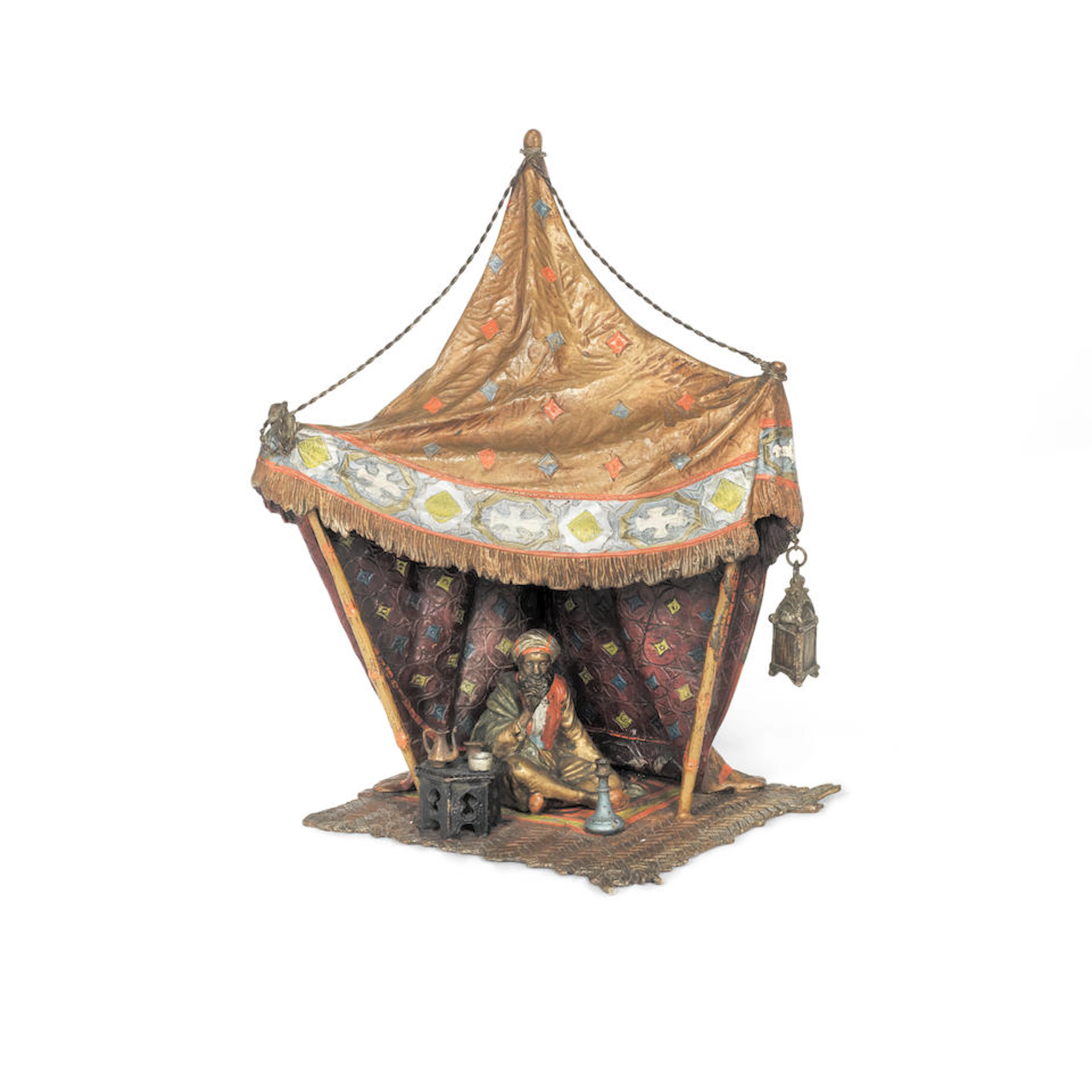 After Franz Bergman (Austrian, 1861 -1936) A cold painted bronze figural lamp