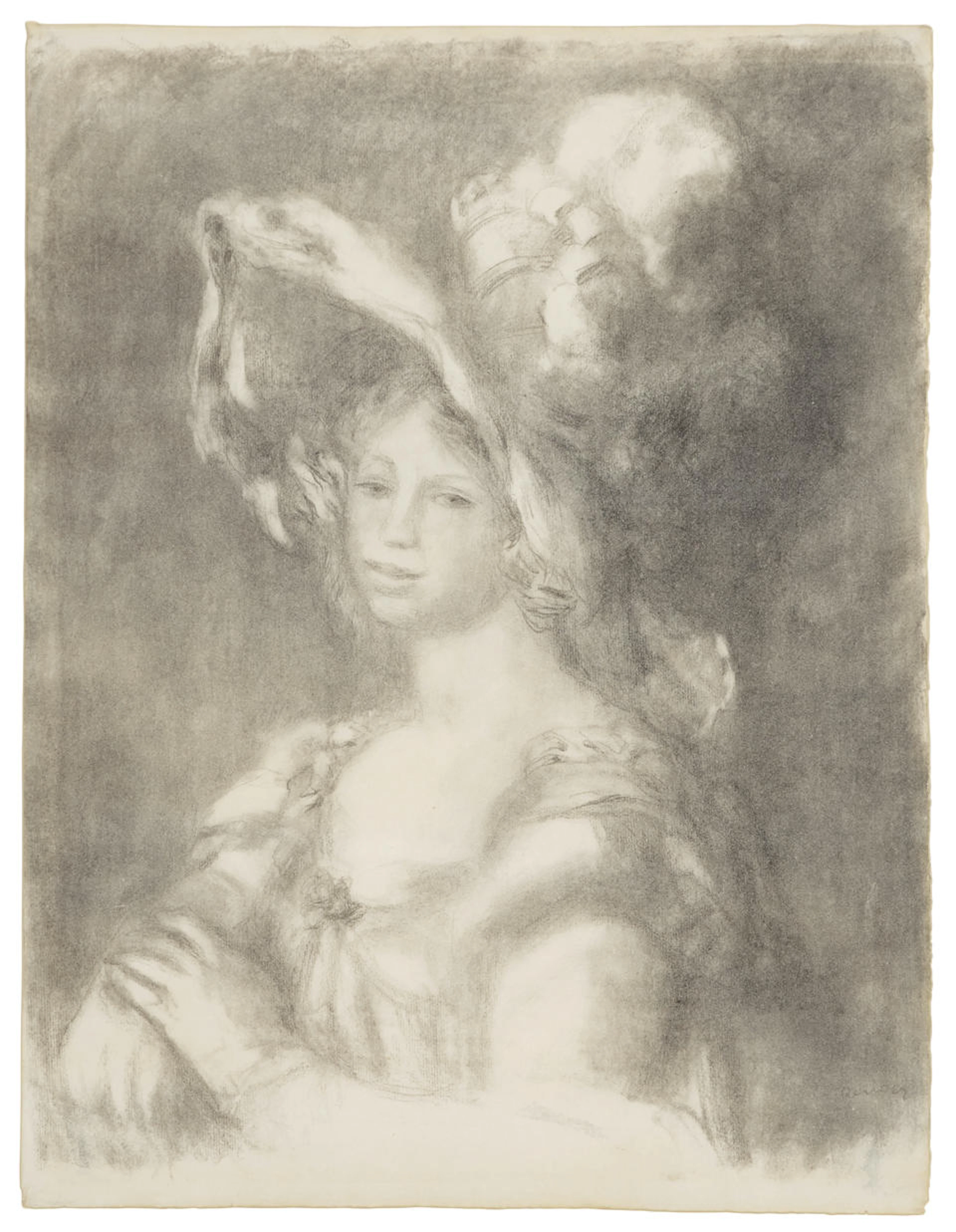 PIERRE-AUGUSTE RENOIR (1841-1919); Jeune Femme en Buste (Mlle Diéterle);