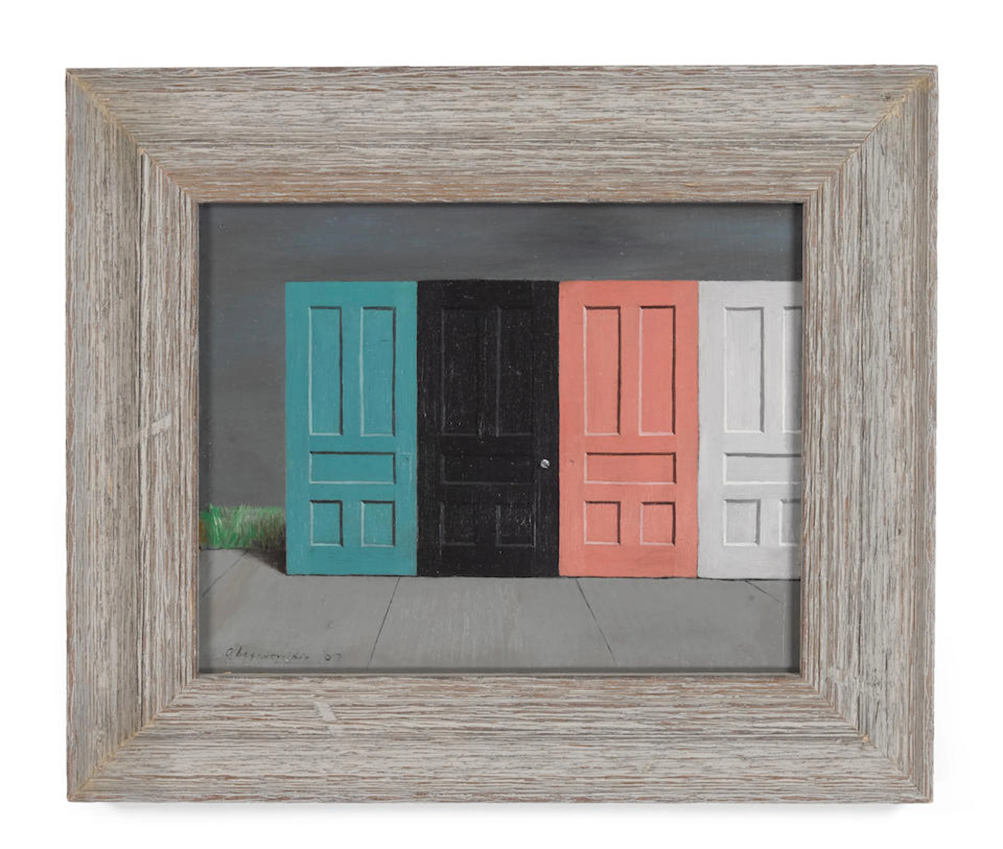 Gertrude Abercrombie (1909-1977) Four Doors 1957oil on Masonite