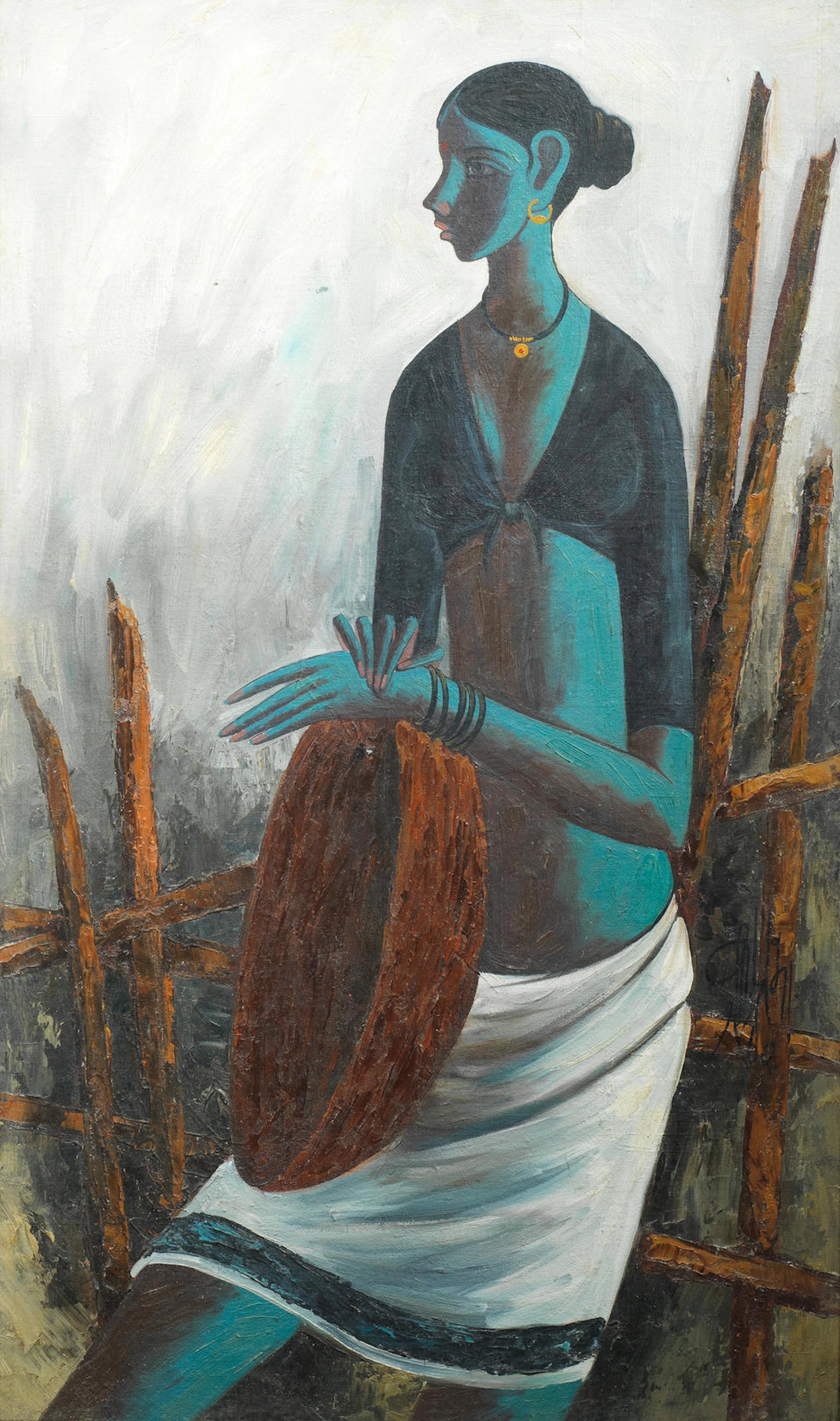 B. Prabha (India, 1933-2001) Woman with Basket