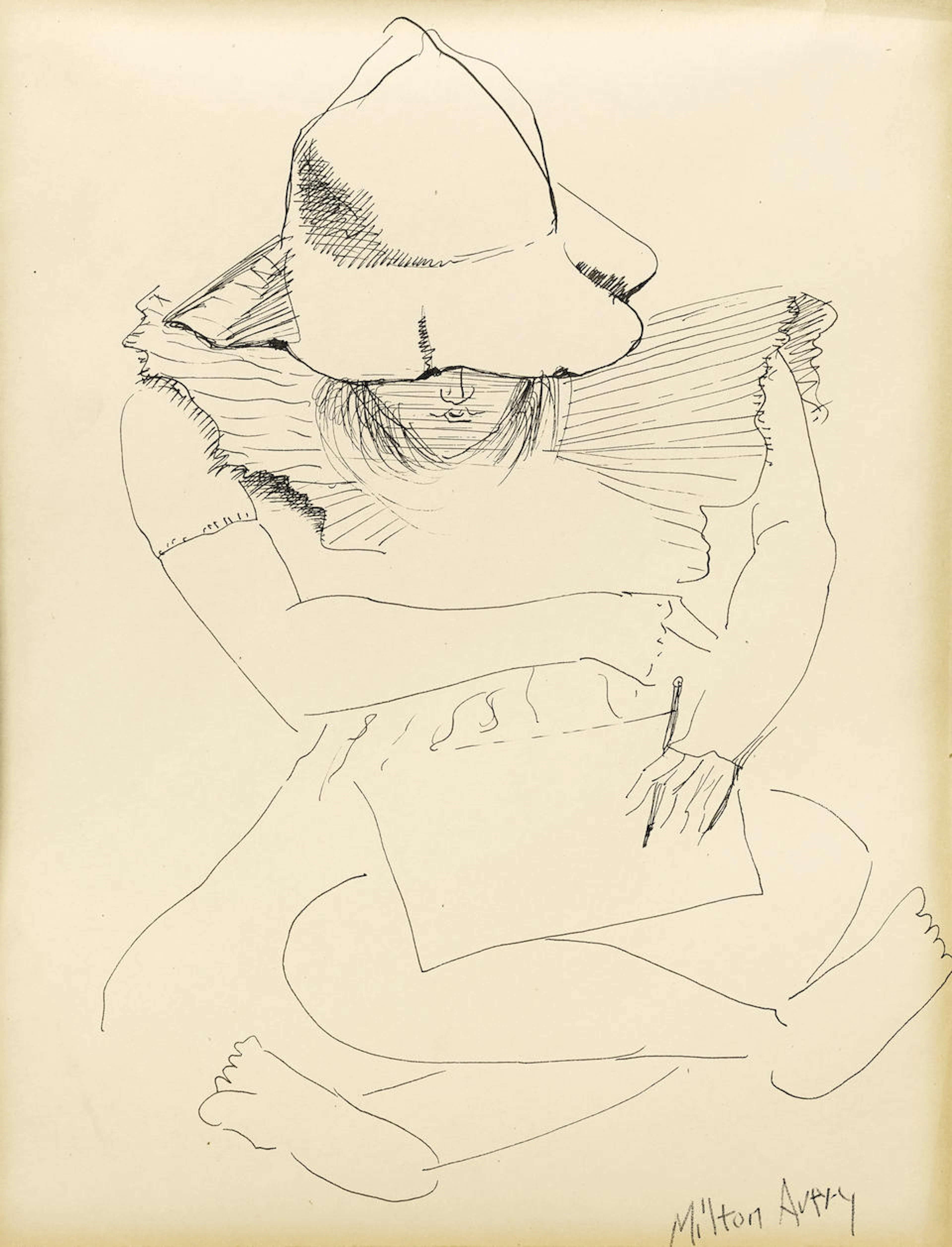 Milton Avery (1885-1965) March with Hat 11 x 8 1/2in (27.9 x 21.6cm)