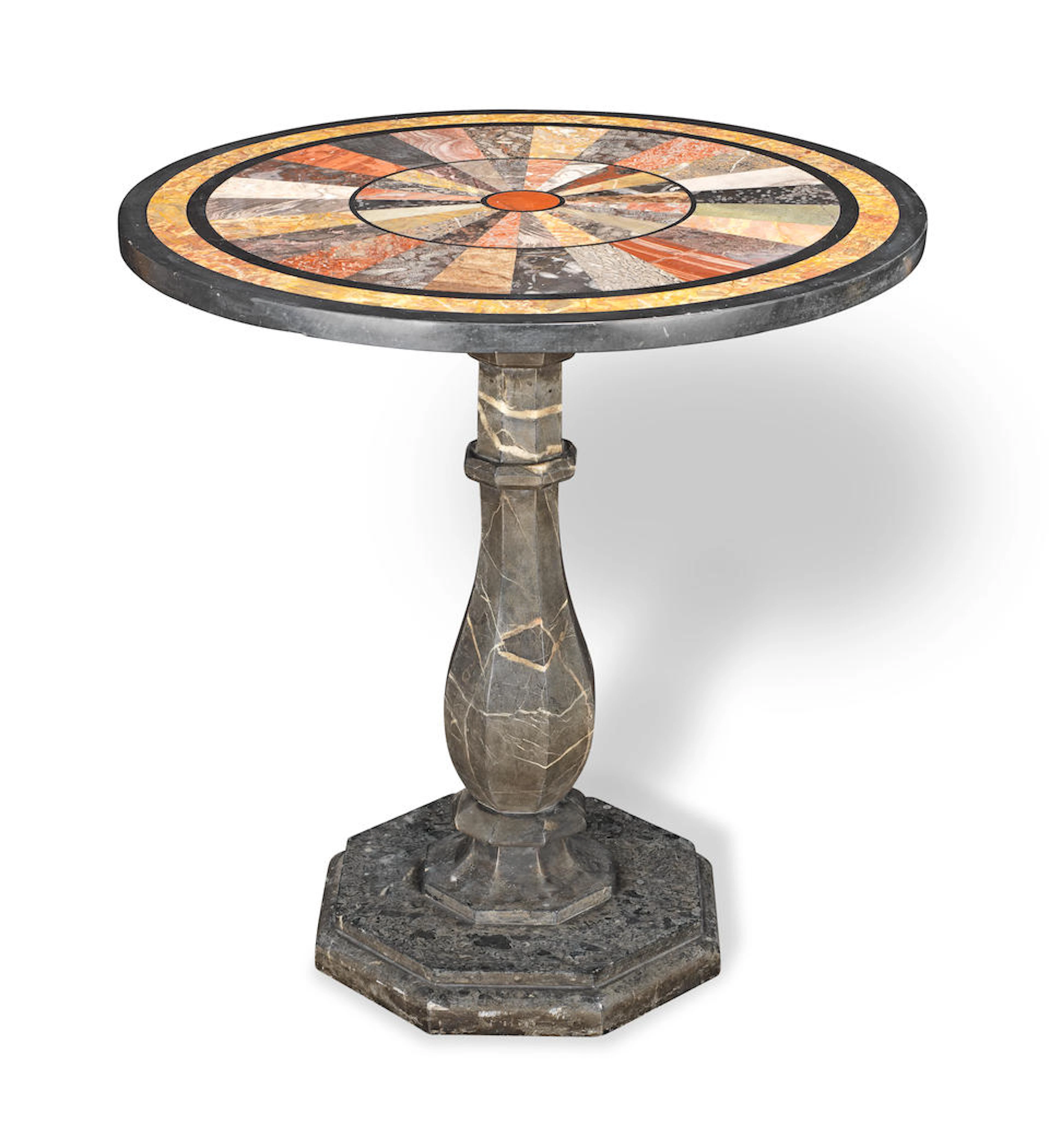 A good late 19th century specimen marble table on stand...
