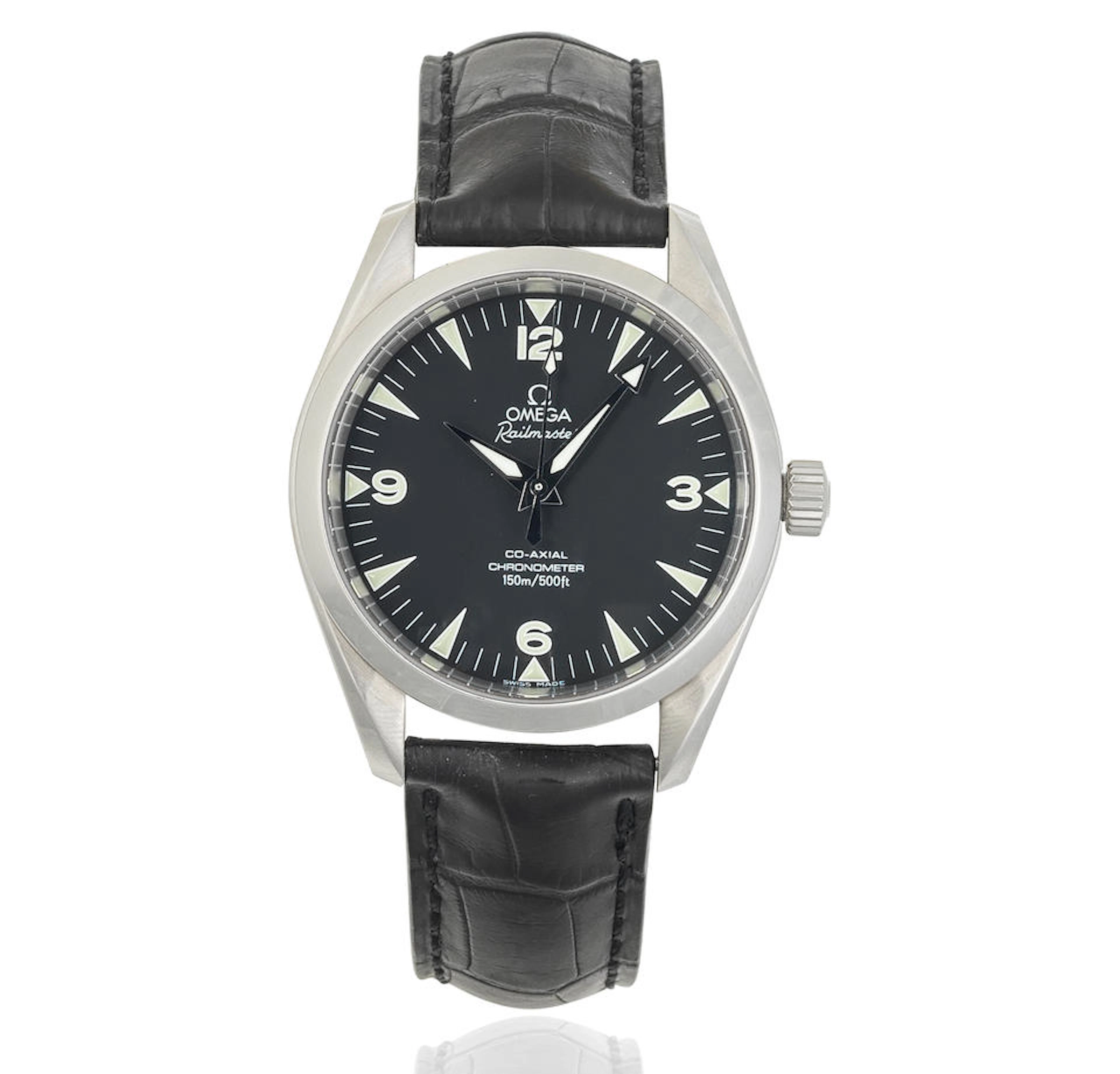 Omega. A stainless steel automatic wristwatch with...