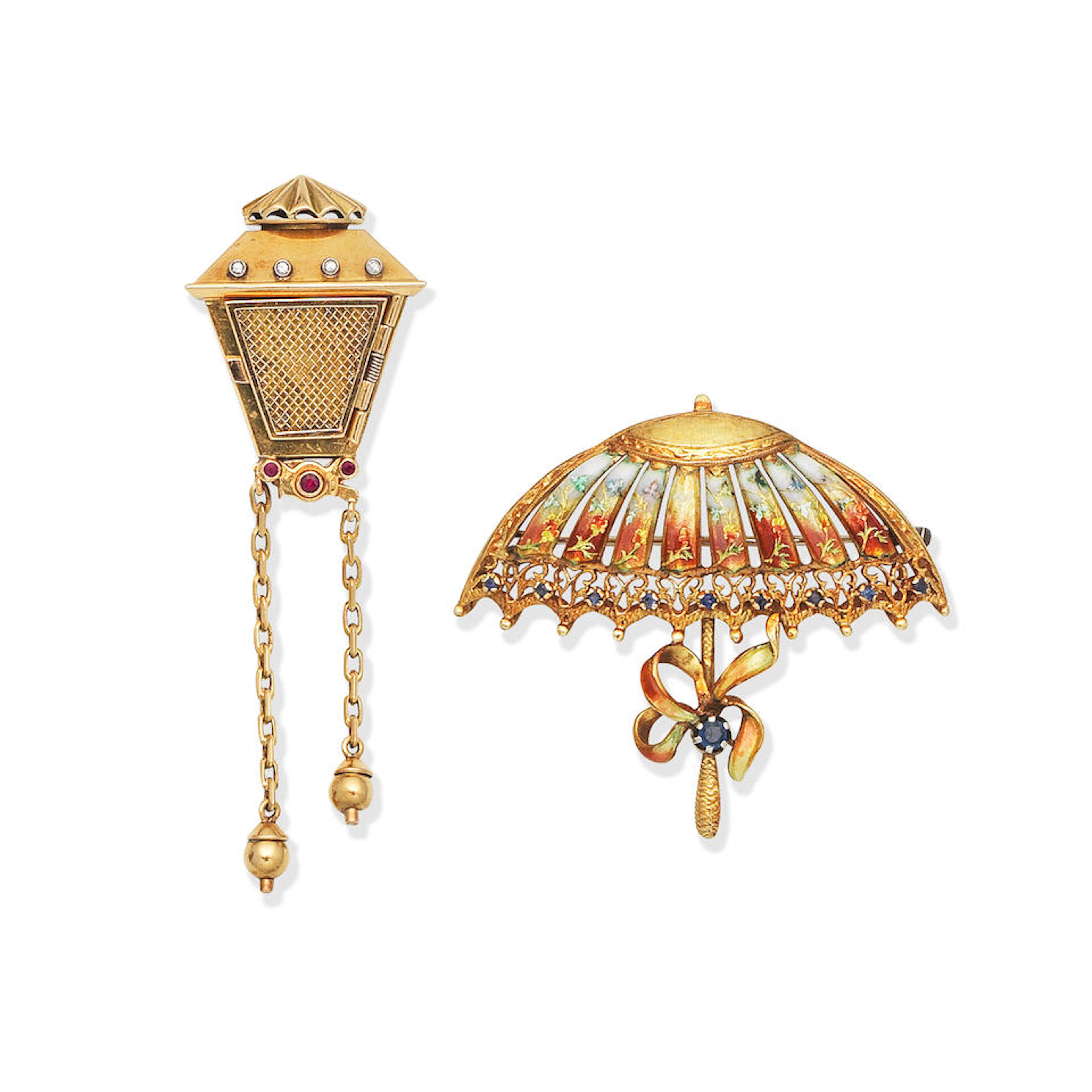 TWO GEM-SET BROOCHES, CIRCA 1950 (2)