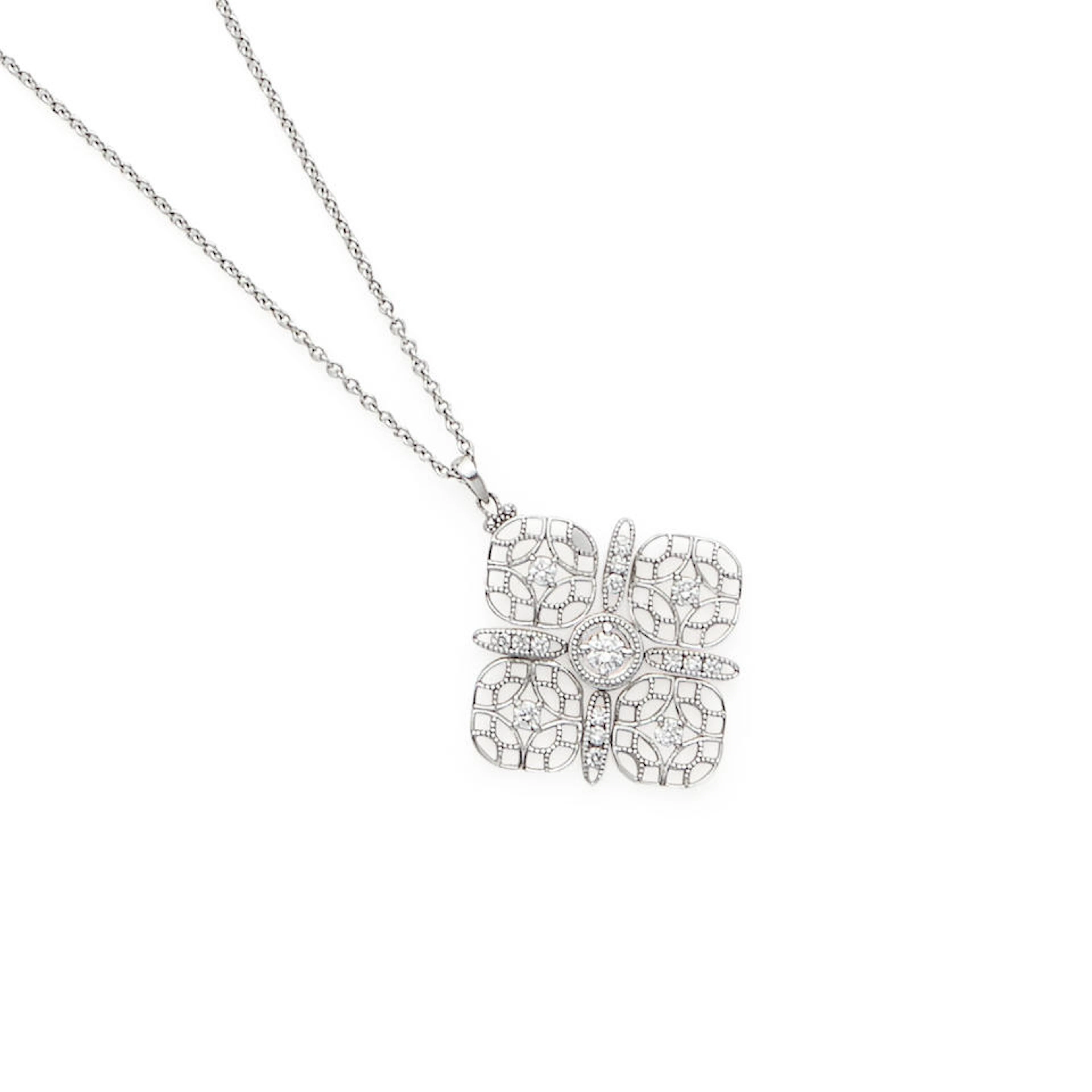 TACORI: 18K WHITE GOLD AND DIAMOND PENDANT NECKLACE