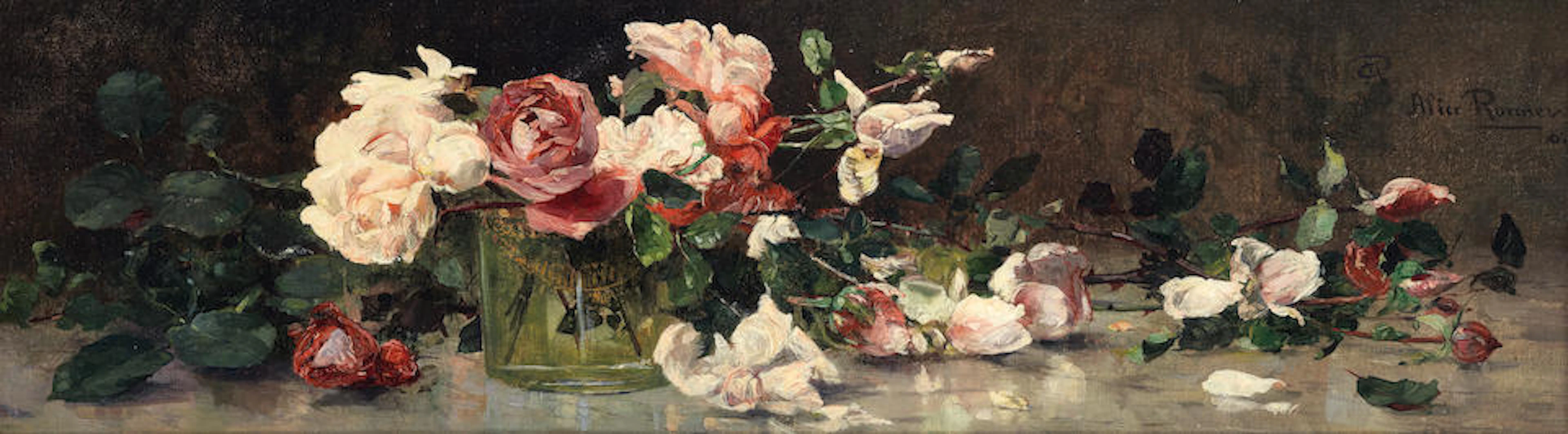 Alice Emma Henriette Ronner (Belgian, 1857-1906) Still life with roses
