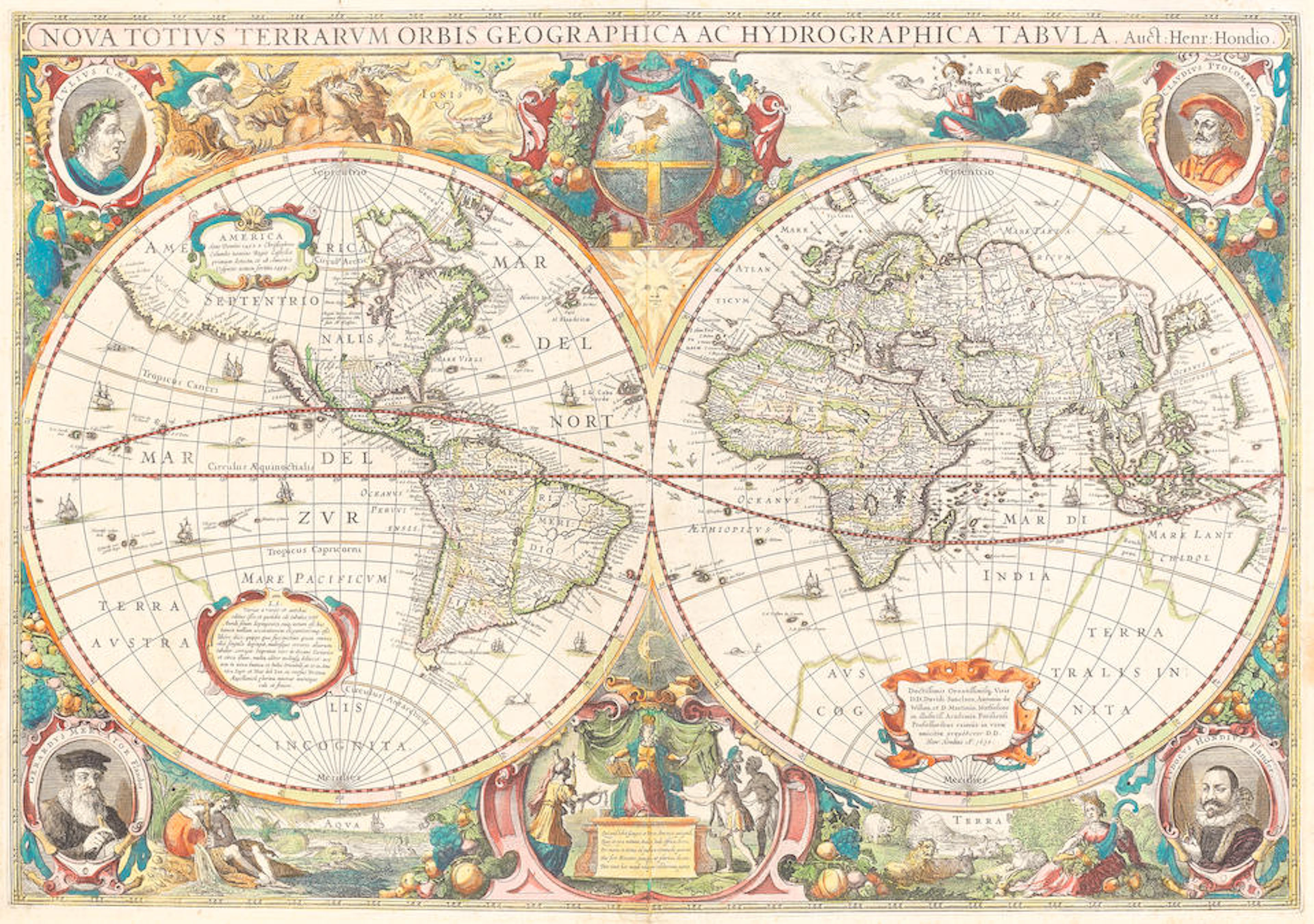 WORLD MAP HONDIUS (HENRICUS) Nova totius terrarum orbis...