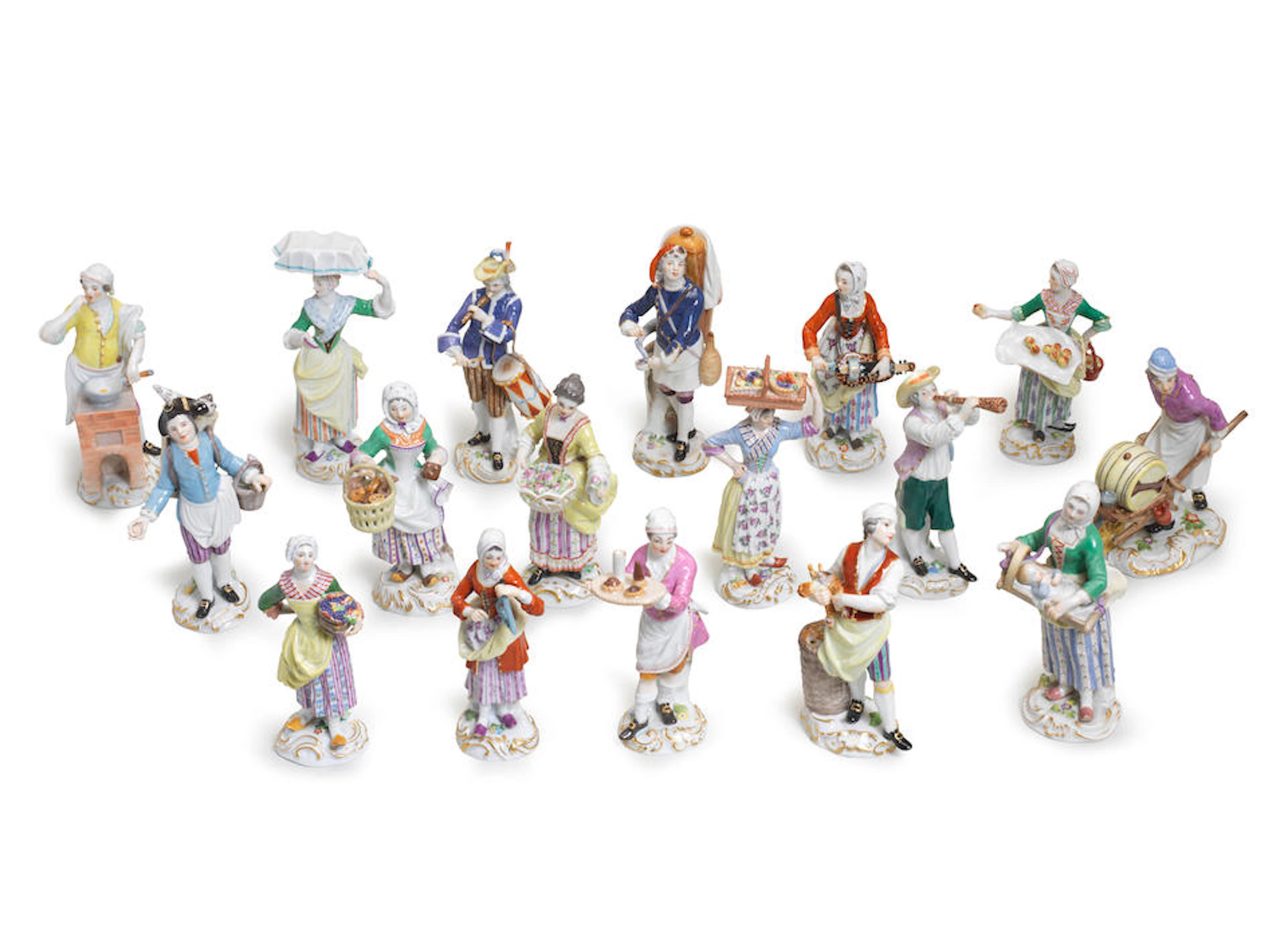 A set of thirty-three Meissen 'Cris de Paris' figures, second half 20th century