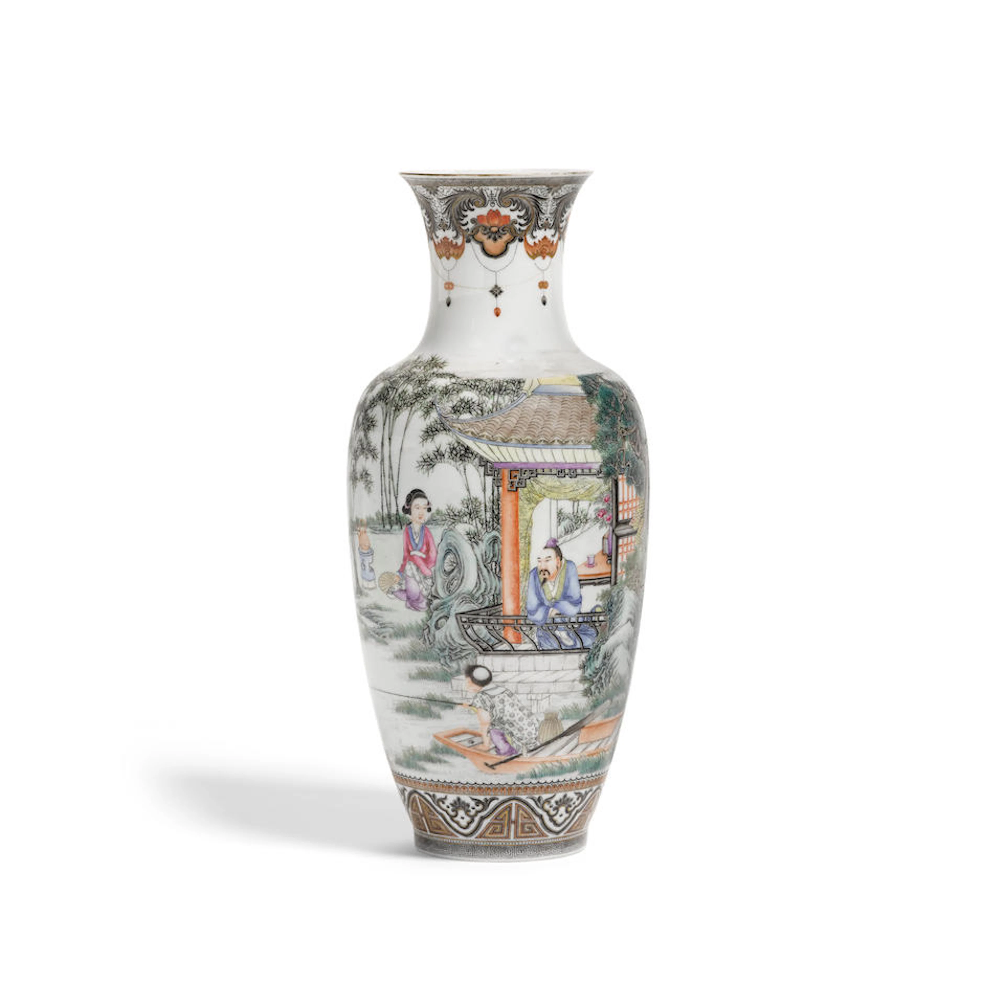 A famille rose enameled porcelain vase Qianlong mark, Republic period