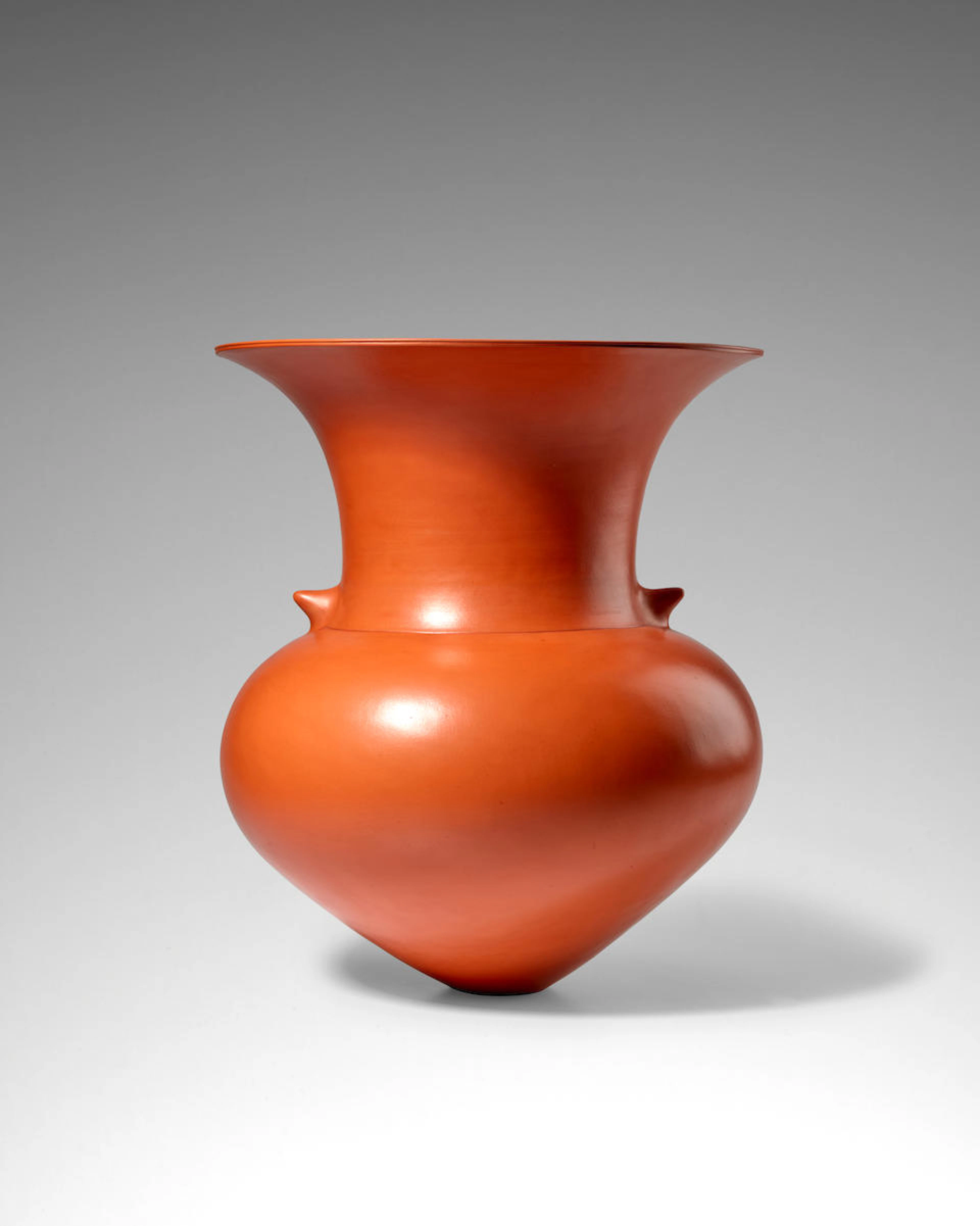 Dame Magdalene Odundo (born 1950) Symmetrical Terracotta Piece1990fired red clay