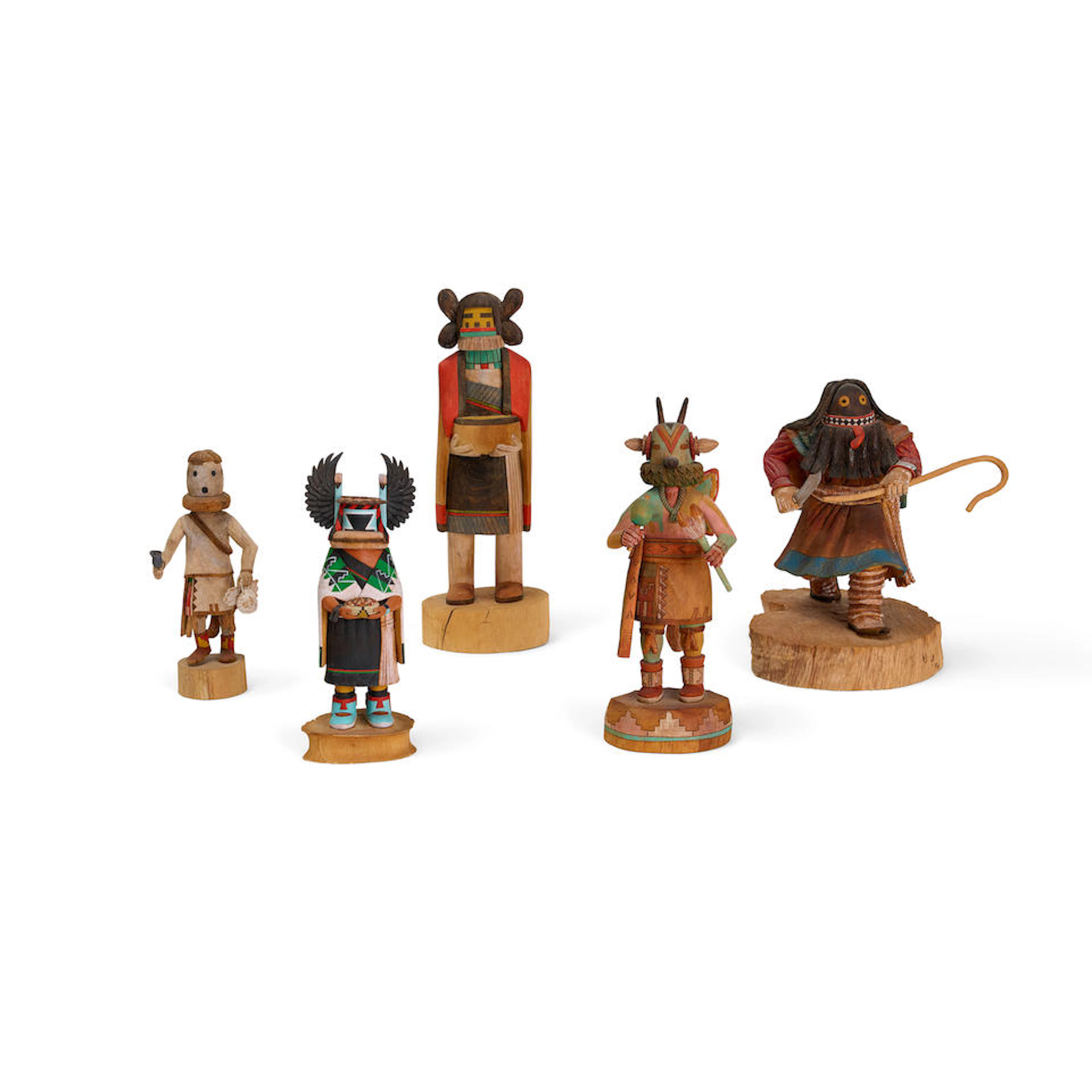 Five Hopi katsina carvings