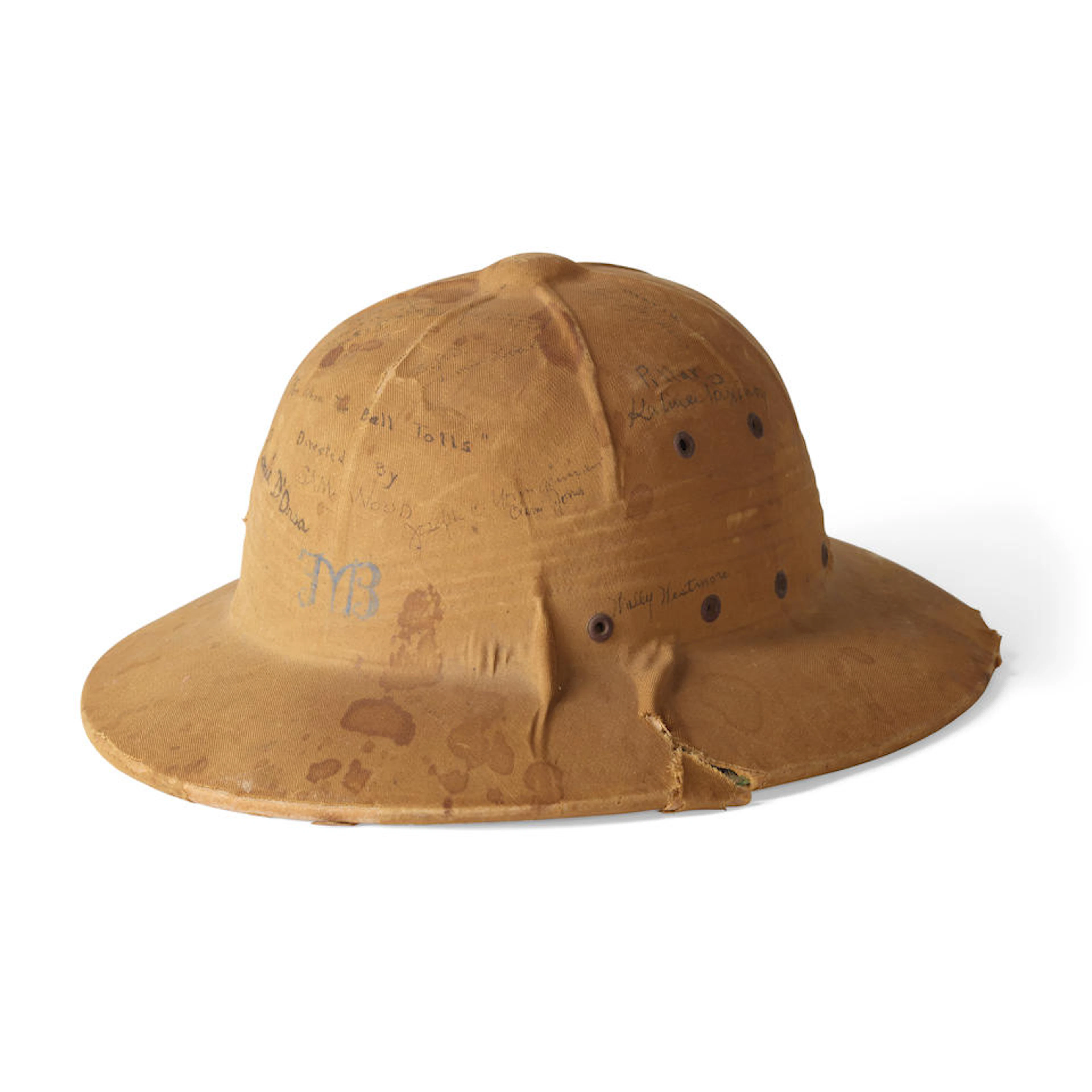 A cast-signed helmet from For Whom the Bell Tolls