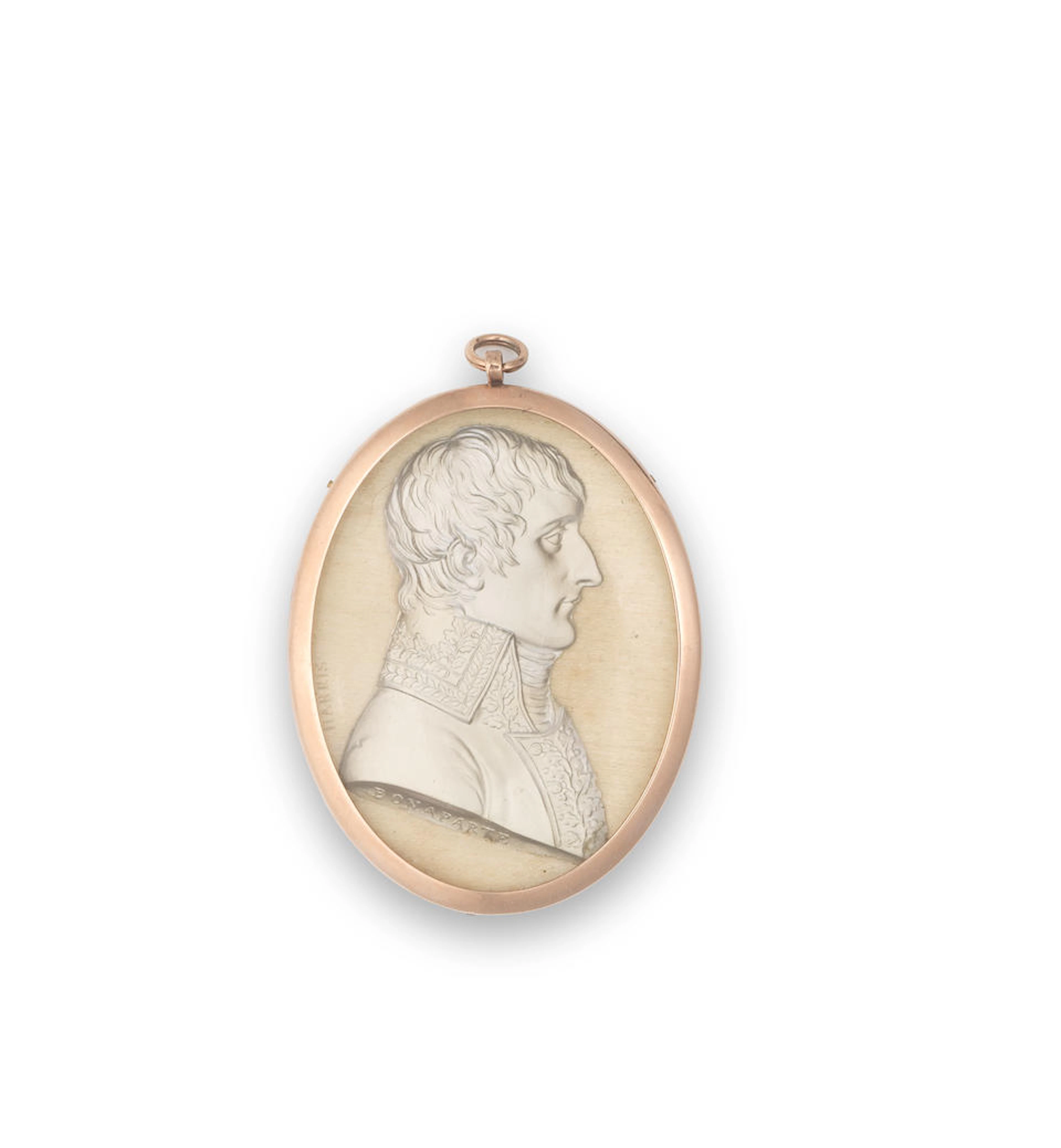 A small gold-mounted glass pendant with cristallo-ceramie...