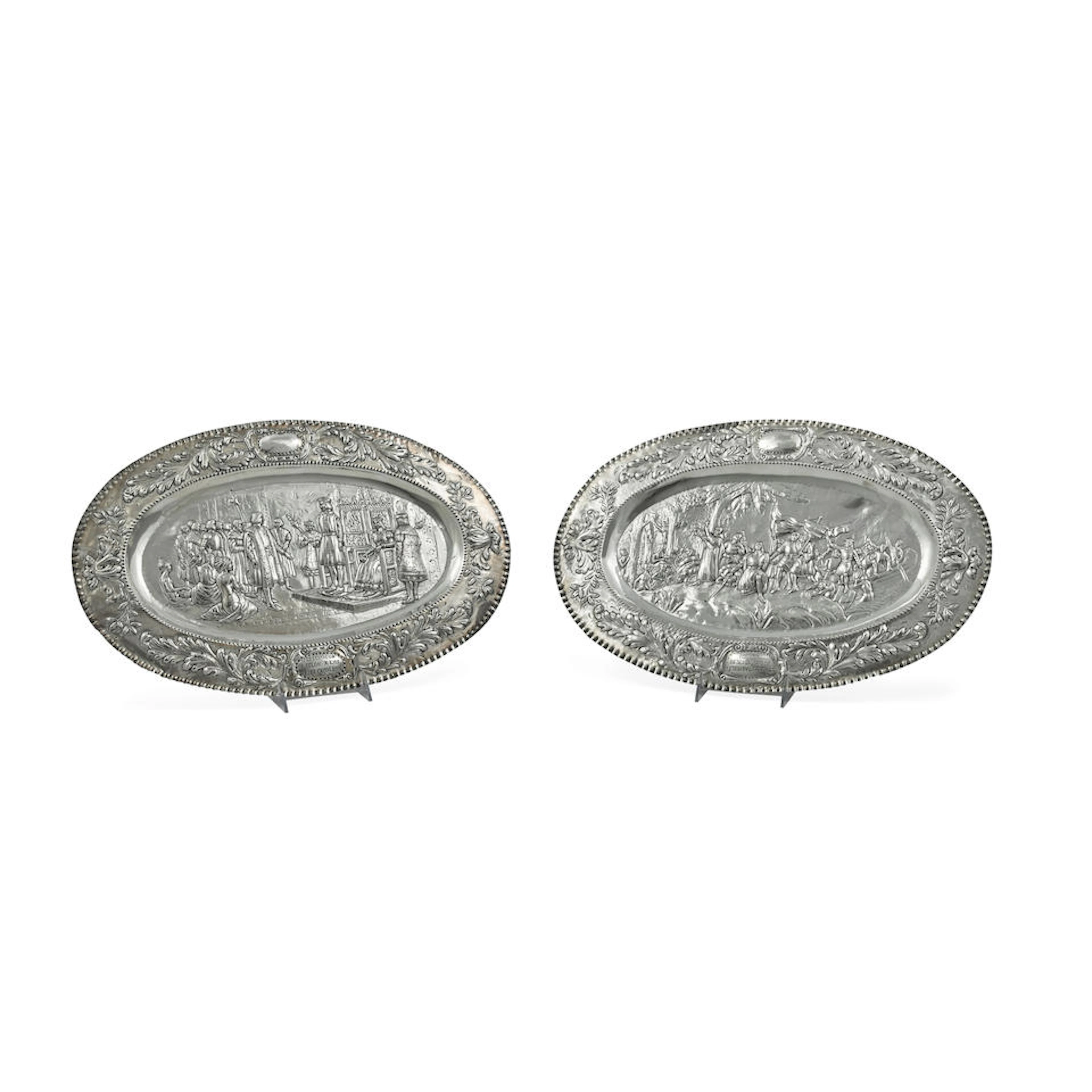 TWO SPANISH SILVER PRESENTATION PLATTERS by Astrain (San Sebastián - Donostia)
