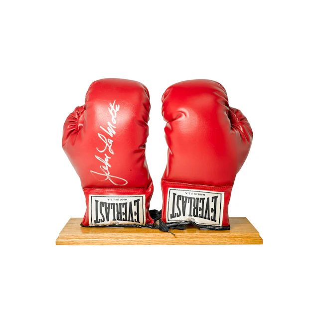 JAKE LAMOTTA BOXING GLOVES AND SIGNED PHOTO