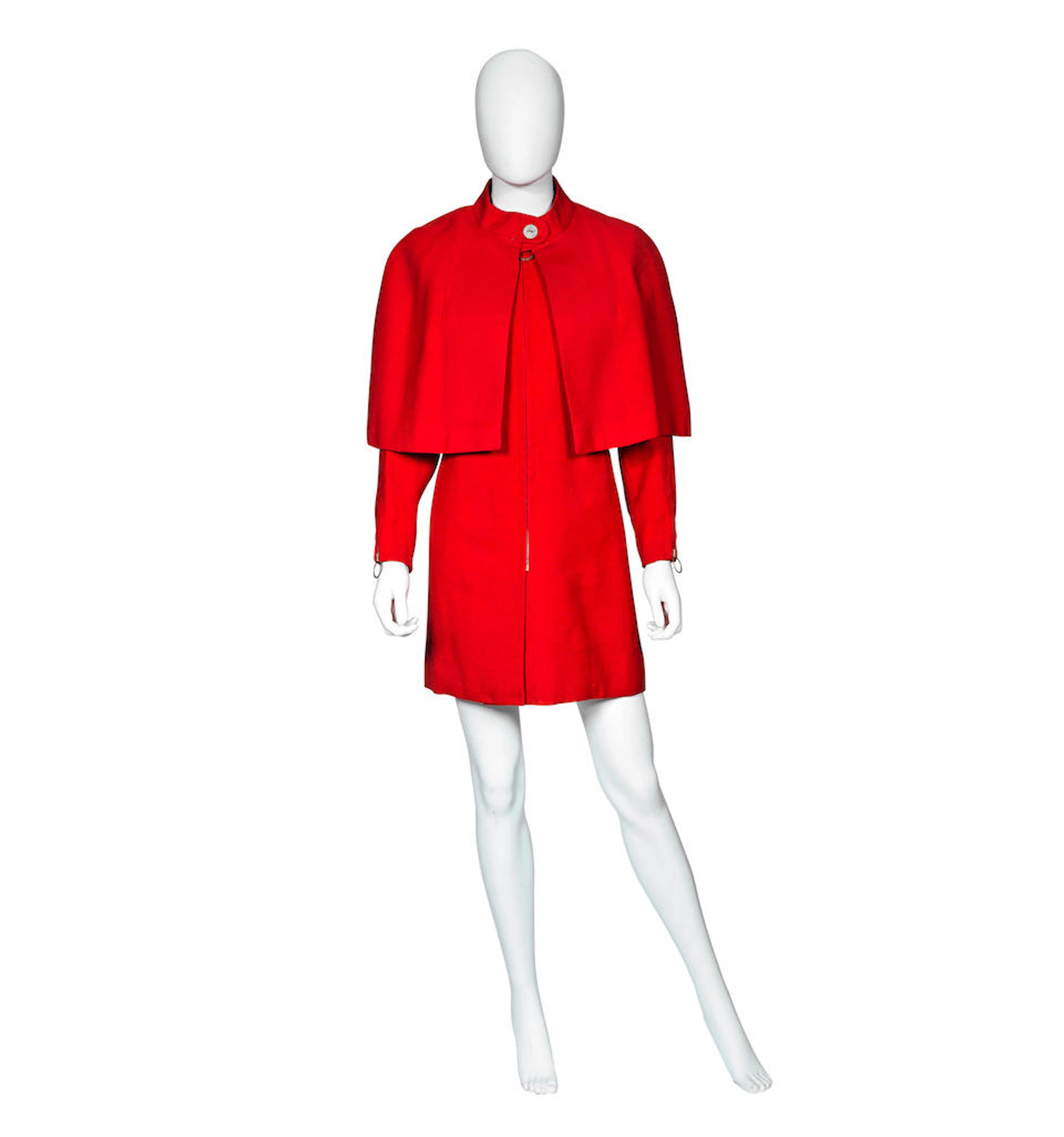 Mary Quant Ginger Group A Red Wool Cape Coat, circa 1968
