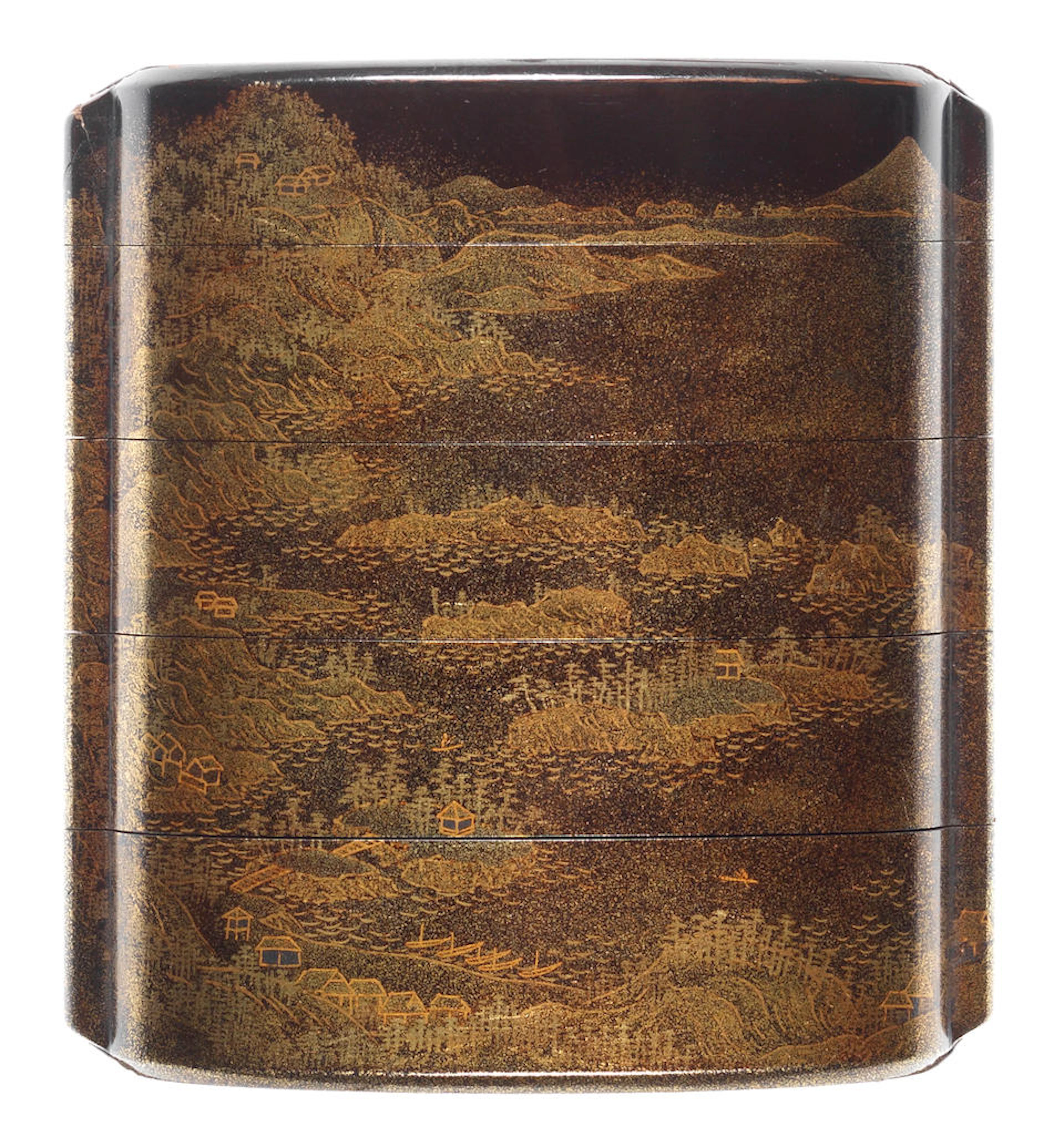 A black-lacquer four-case inro By Tatsuke Toshihide II (1771-circa 1842)