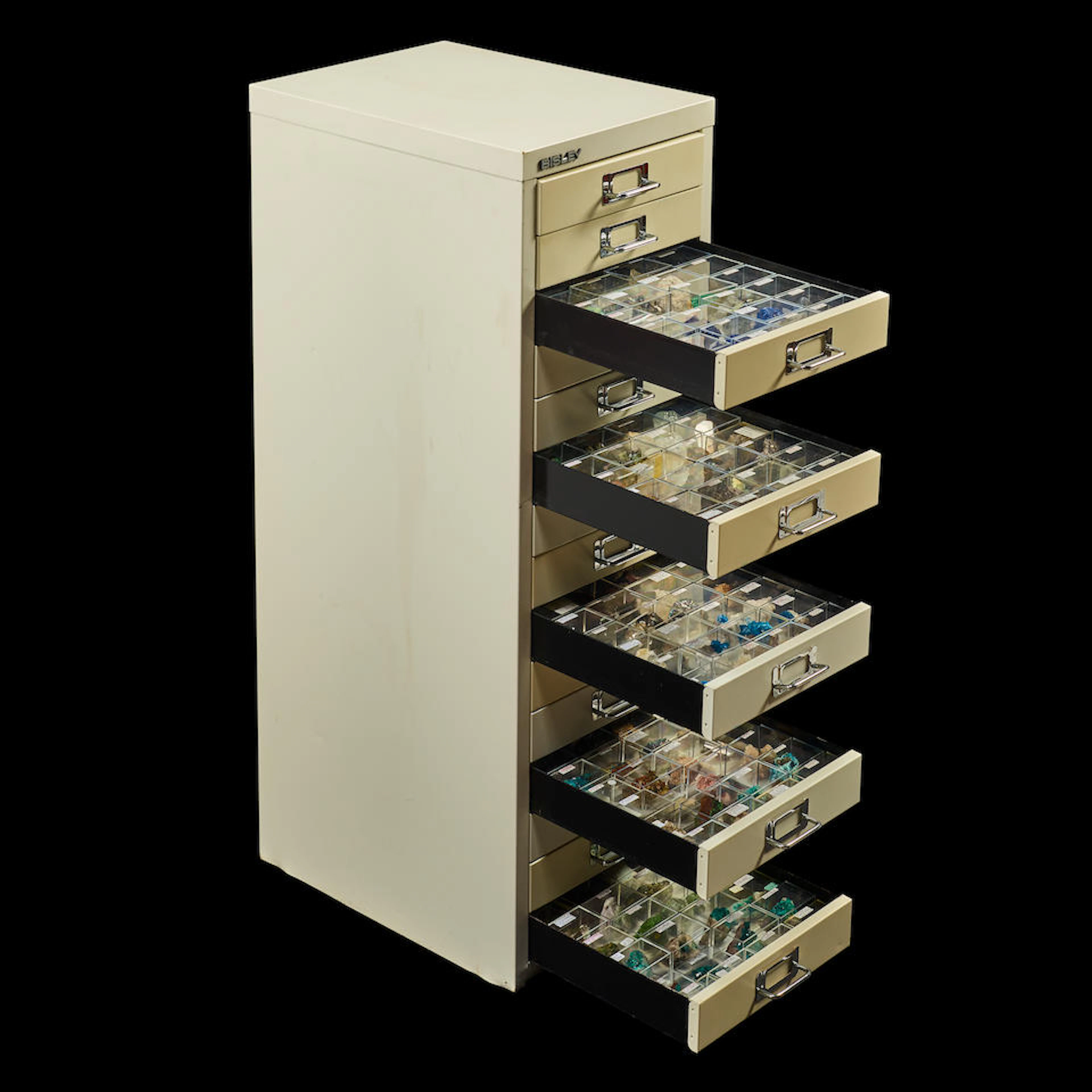 White Metal Mineral Cabinet with Over 500 "Toenail" and...