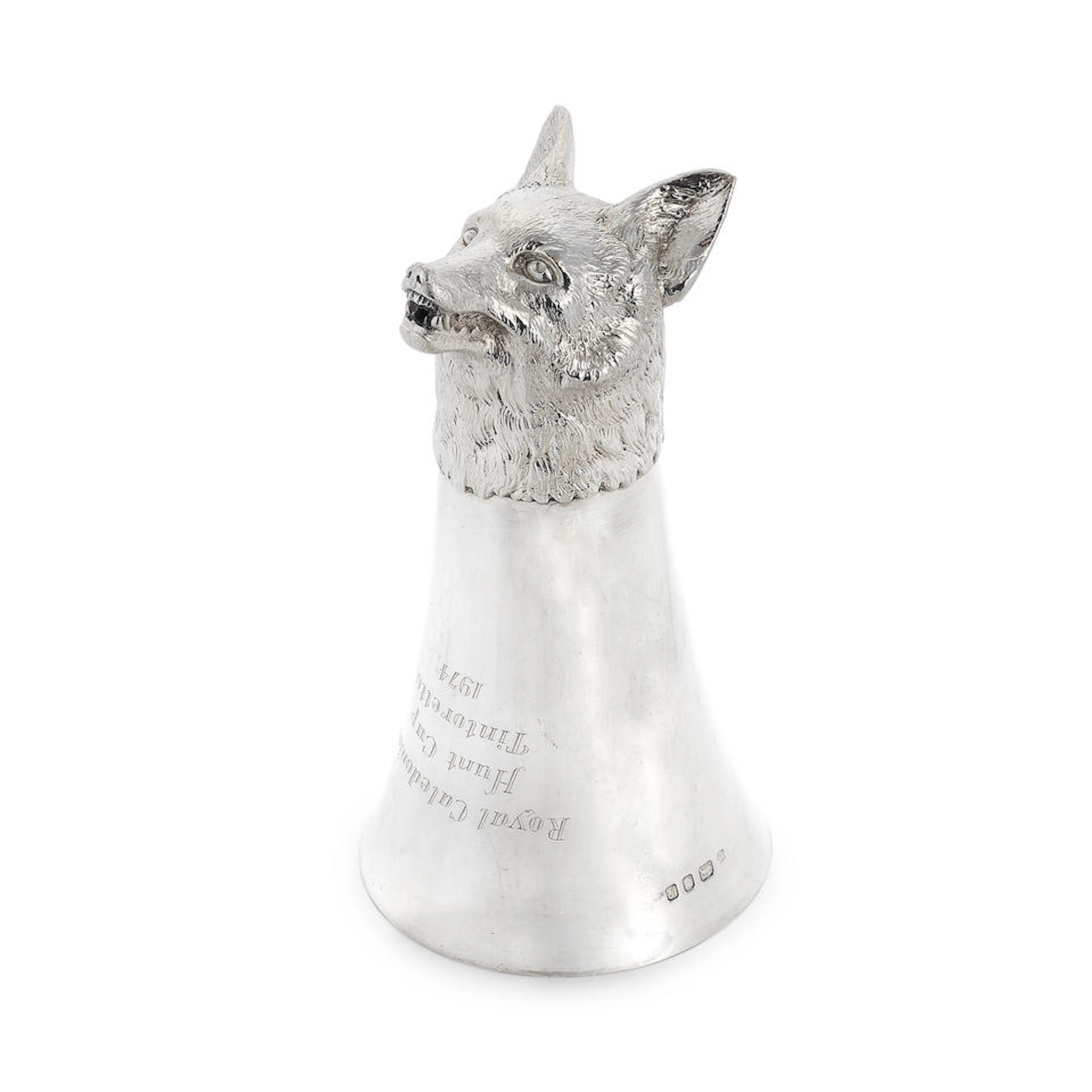 A silver fox head stirrup cup Richard Comyns, London 1970