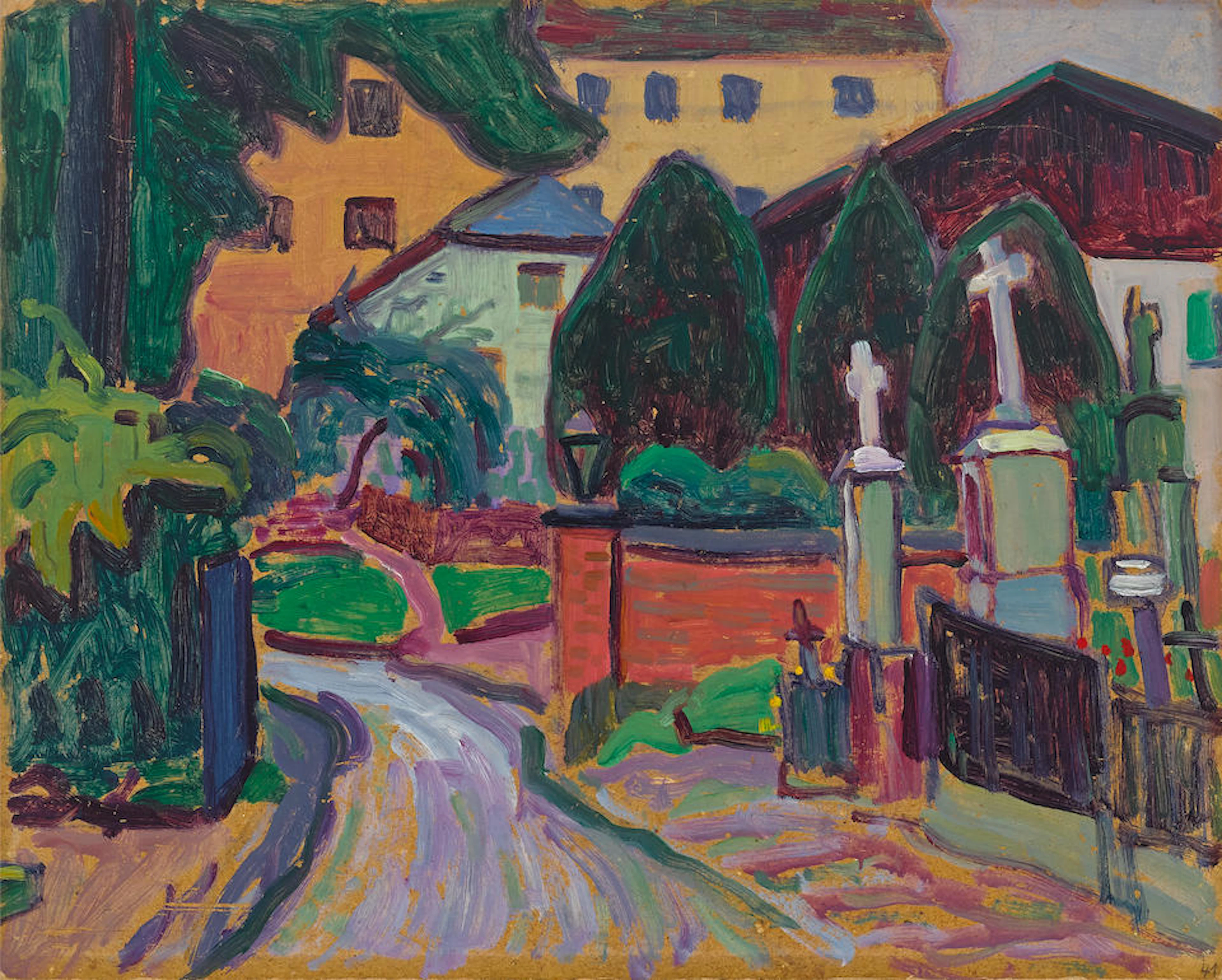 GABRIELE MÜNTER (1877-1962) Friedhoftor (Murnau) 12 7/8 x...