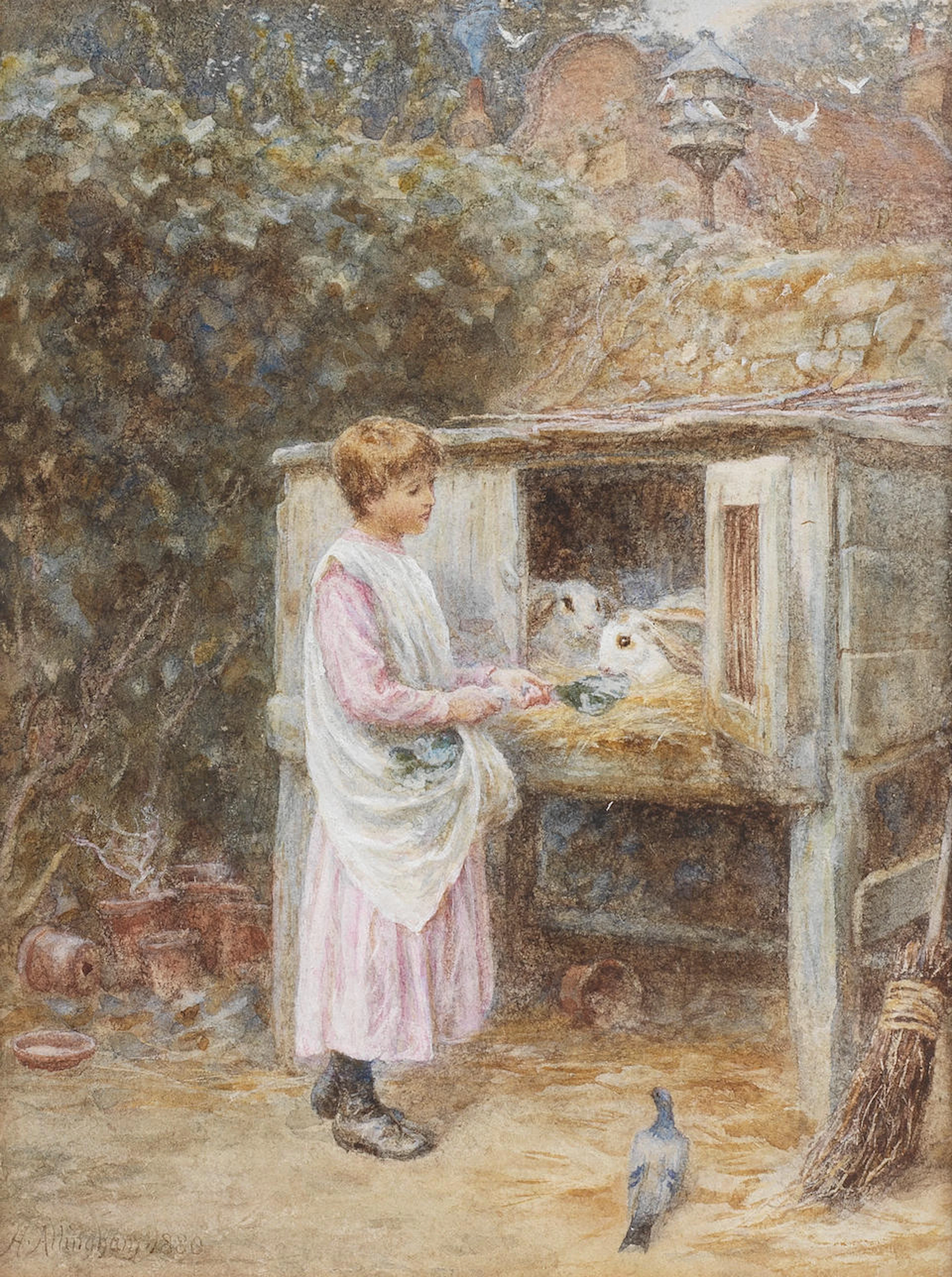 Helen Allingham, RWS (British, 1848-1926) An evening treat