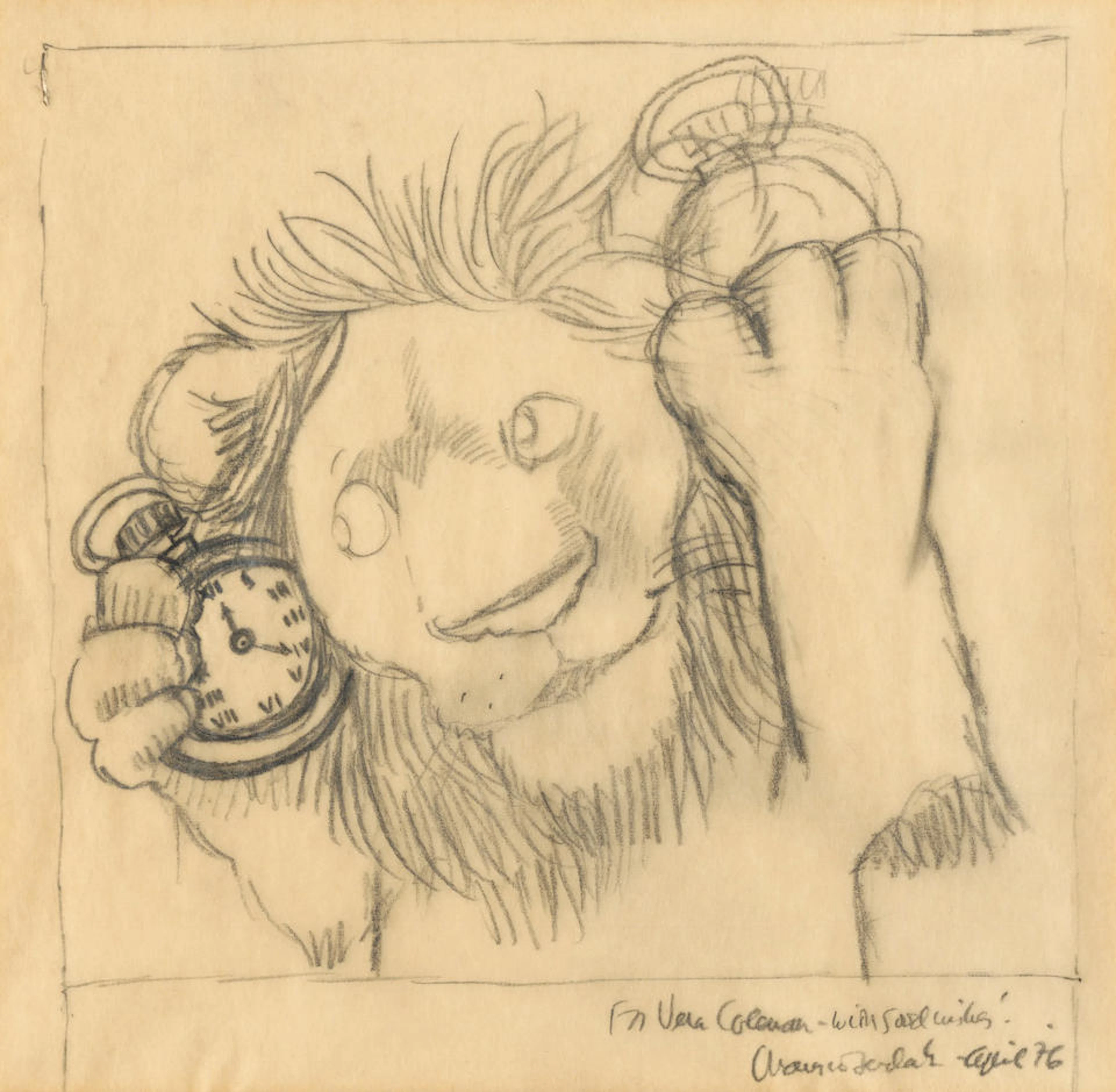 SENDAK (MAURICE) A lion holding pocket watches to his ears