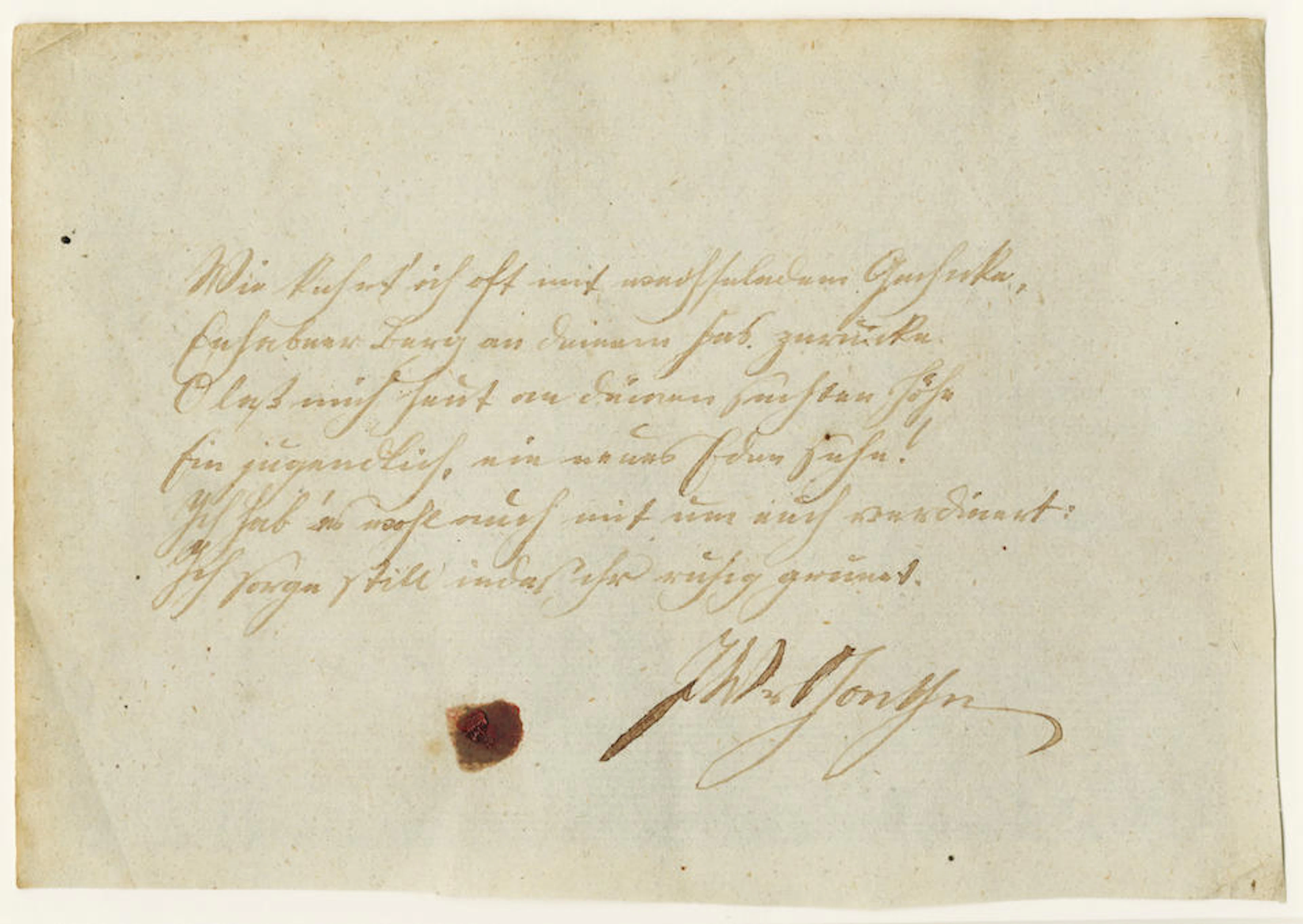 GOETHE (JOHANN WOLFGANG VON) Autograph sentiment signed ("J.W.v