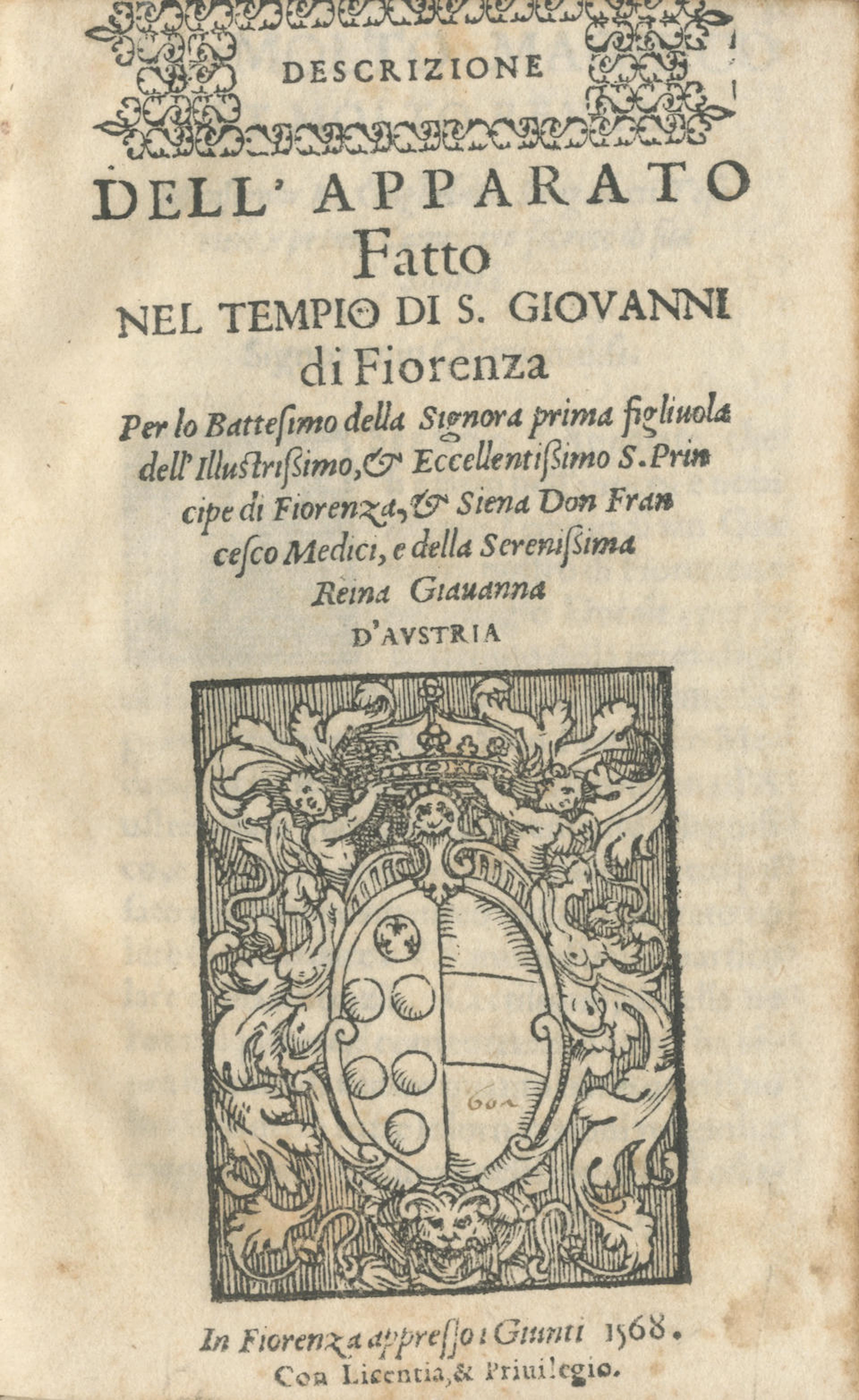 VASARI (GIORGIO) Descrizione dell'apparato fatto nel tempio di S