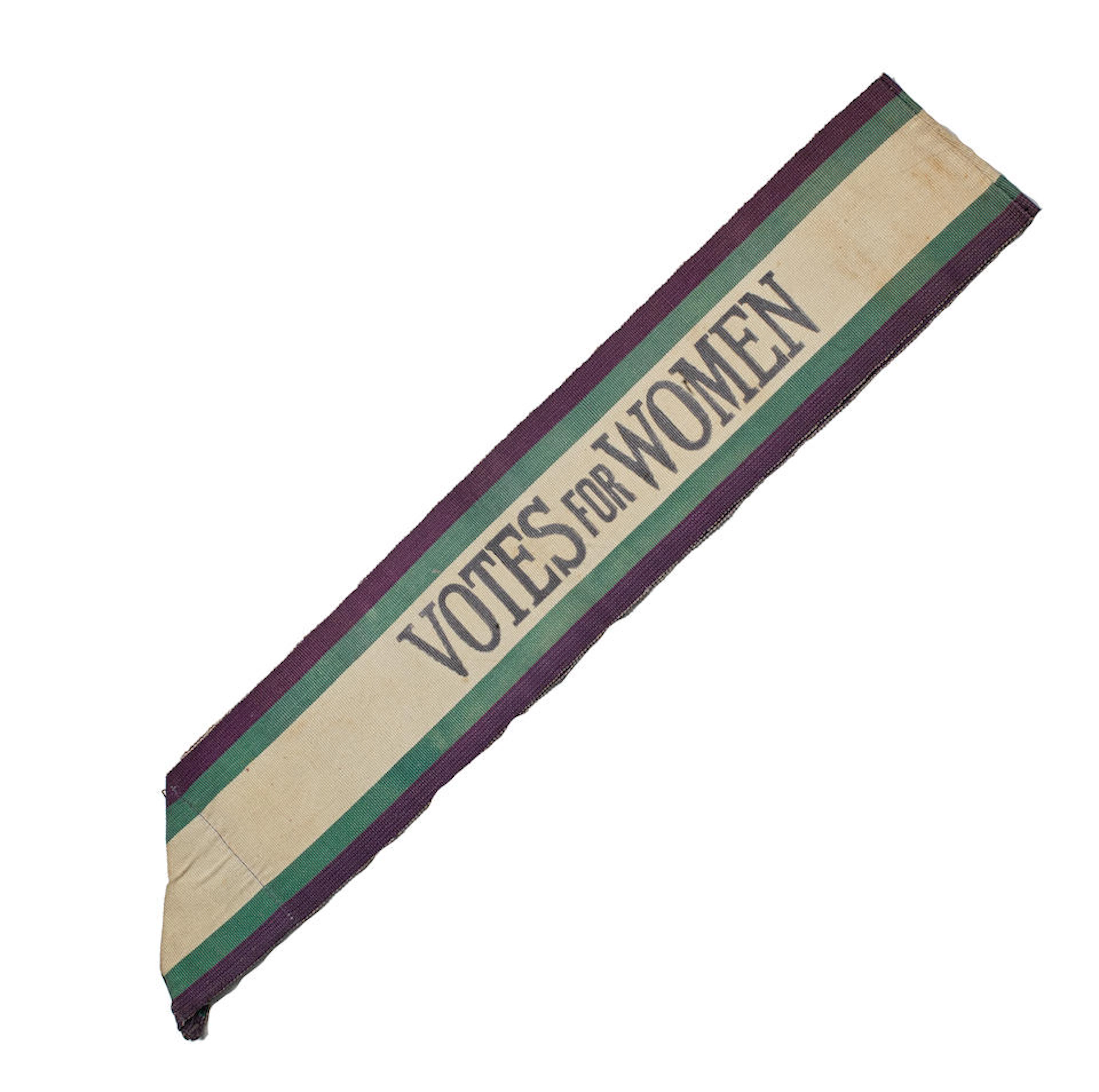 VOTES FOR WOMEN SASH Original 'Votes for Women' tri-coloured suffragette sash