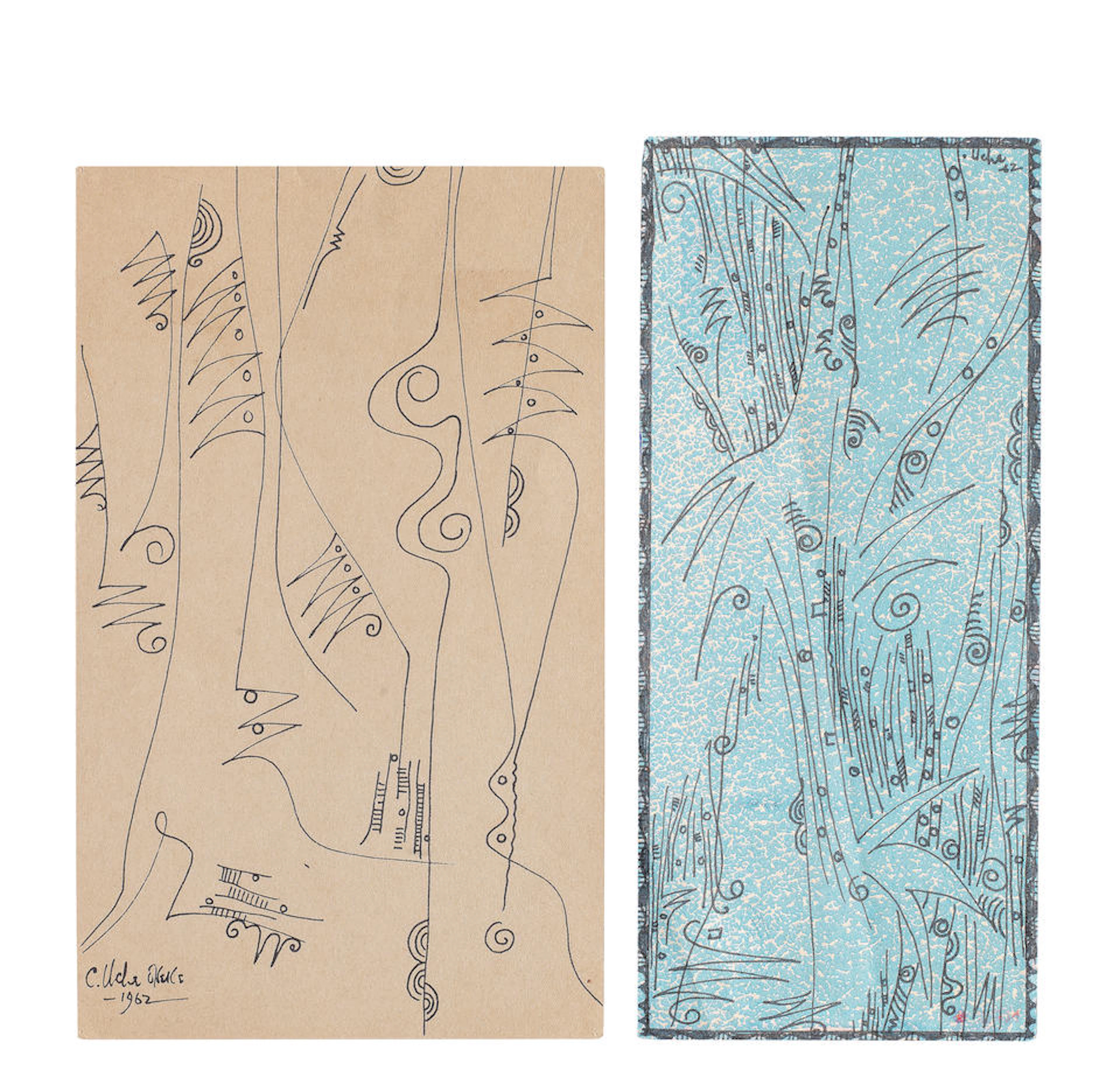 Prof. Uche Okeke (Nigerian, 1933-2016) Two works on paper (i-ii):