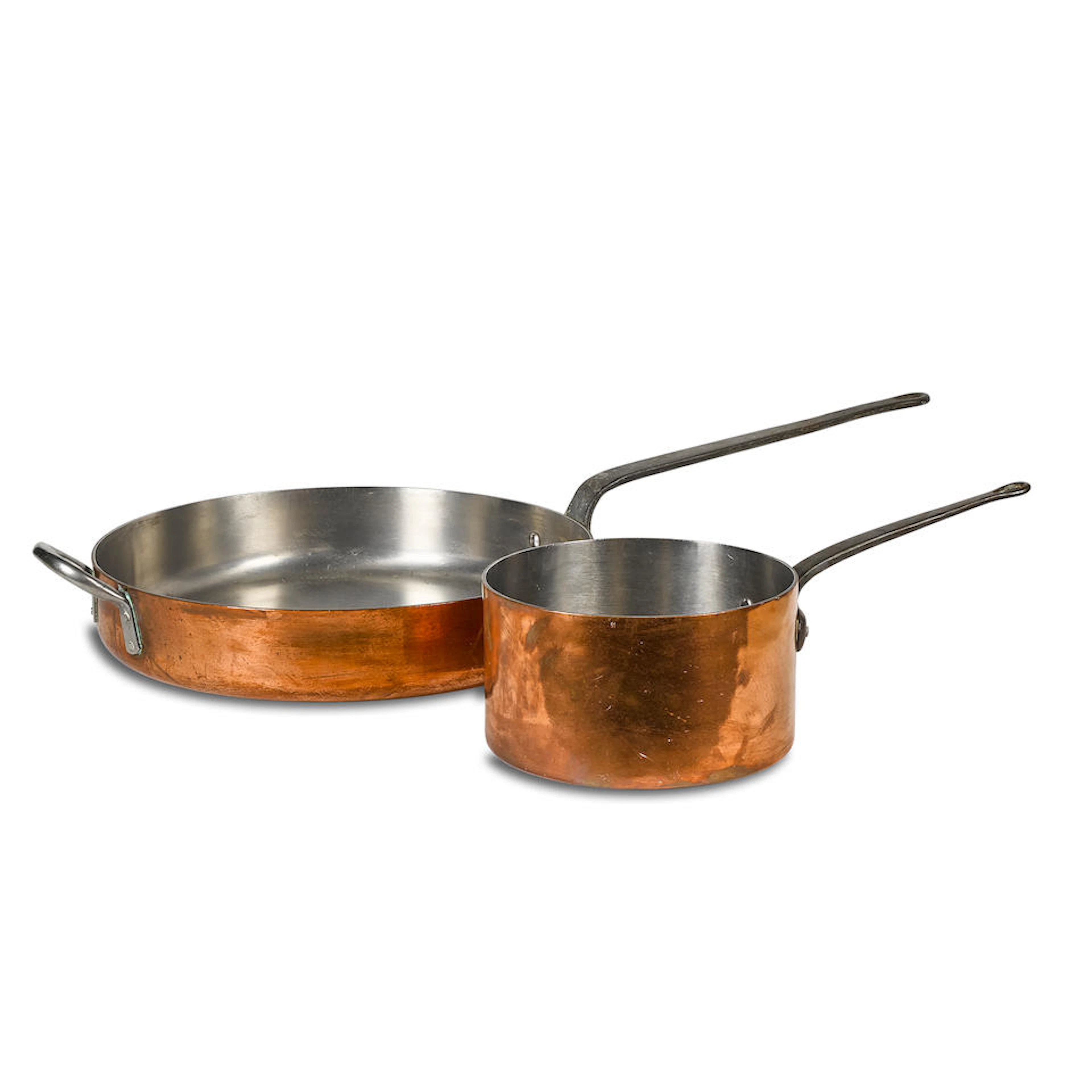 TWO LEGION UTENSILS CABRILLO COPPER POTSFrom the Brown Derby
