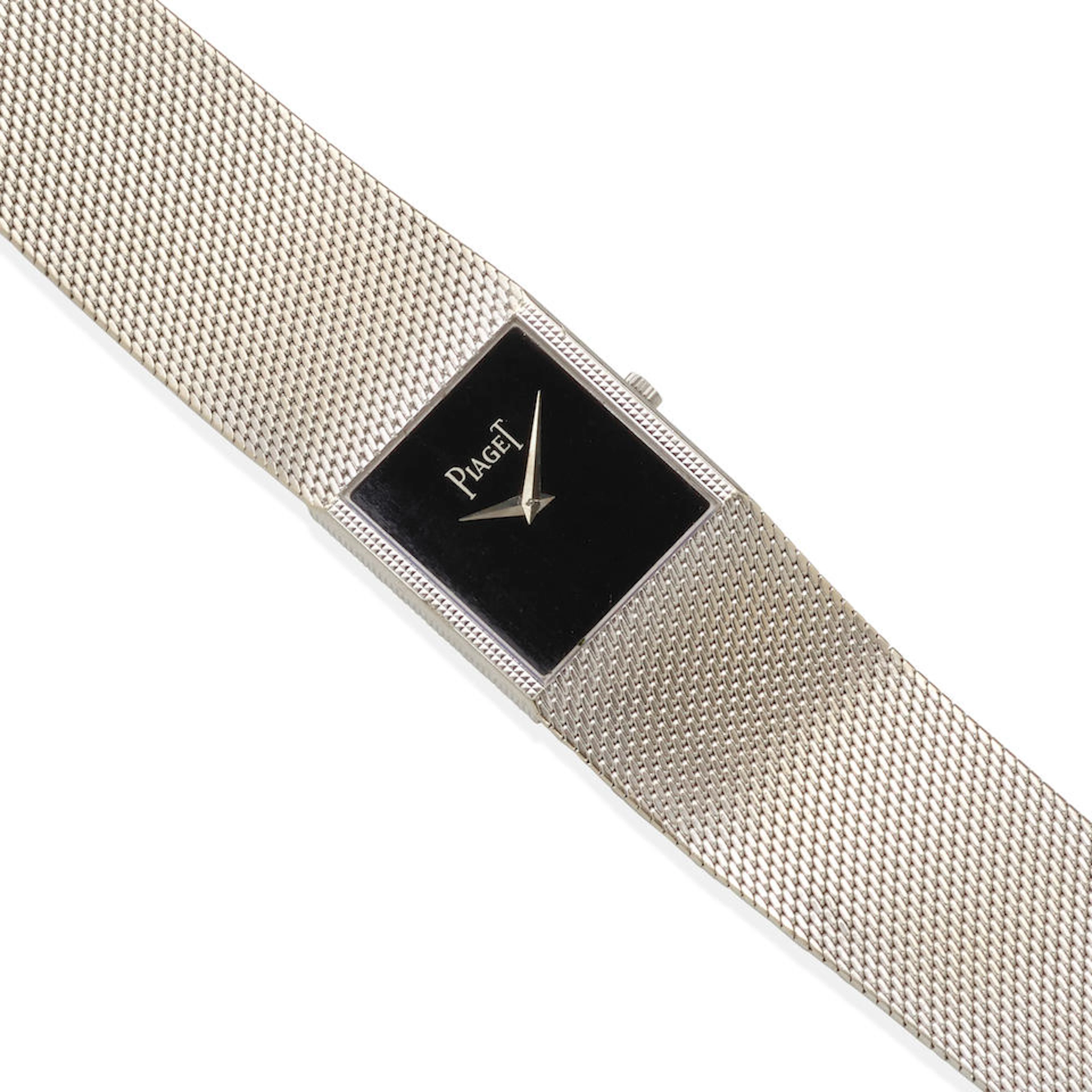 PIAGET: A WHITE GOLD AND ONYX WRISTWATCH