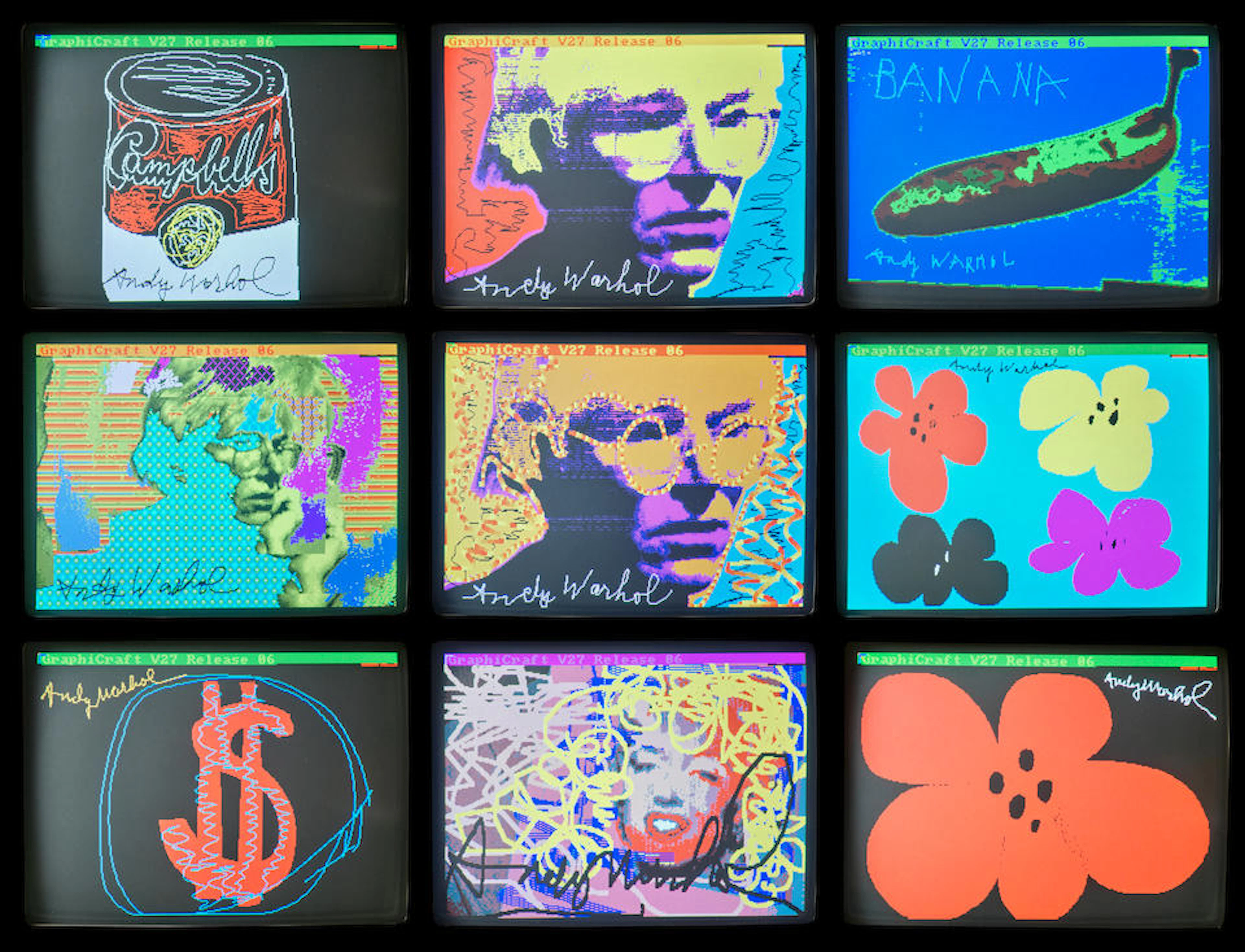 ANDY WARHOL (1928-1987) 9 animated digital artworks1985