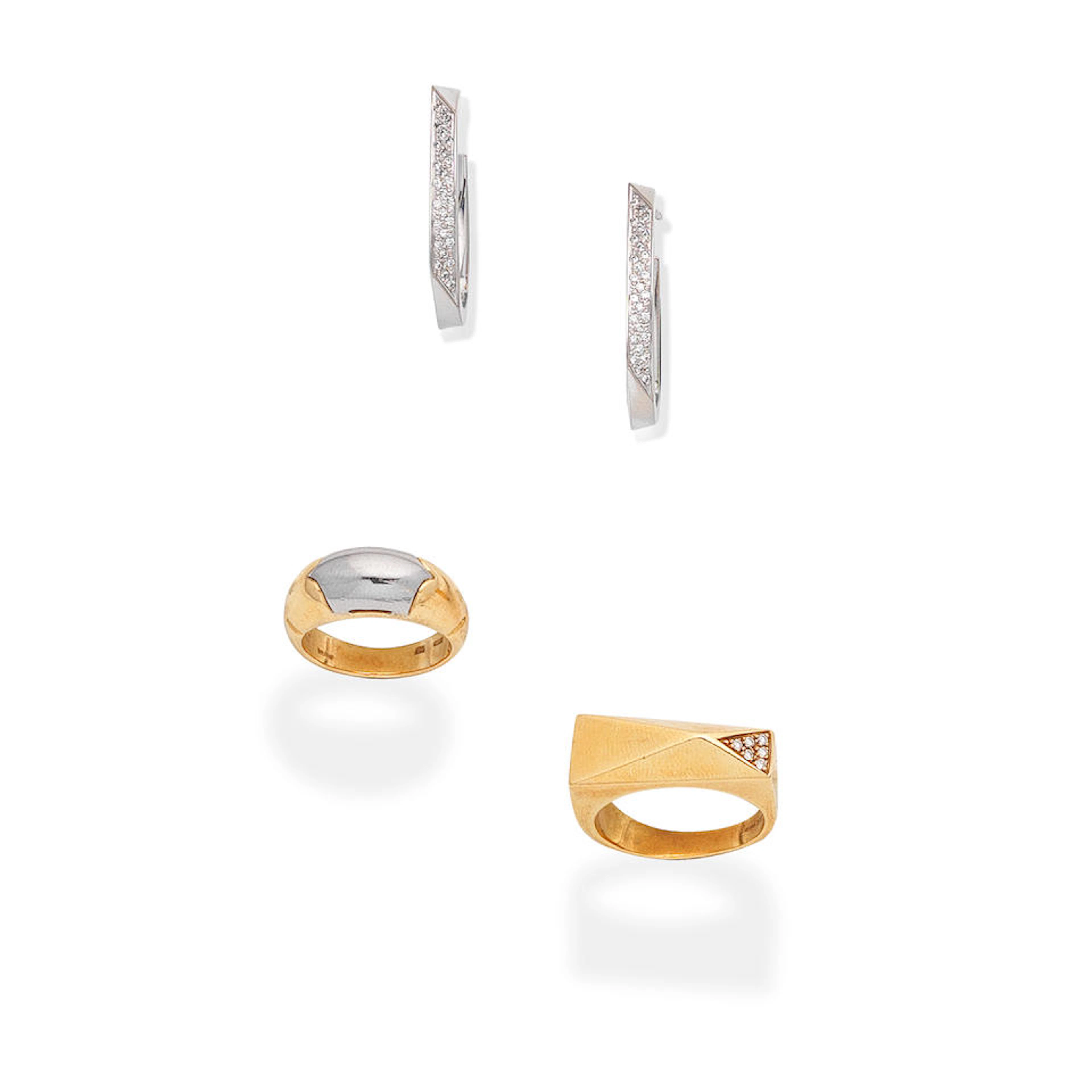 FRANK GEHRY FOR TIFFANY: EARHOOPS; BULGARI: BAND RING...