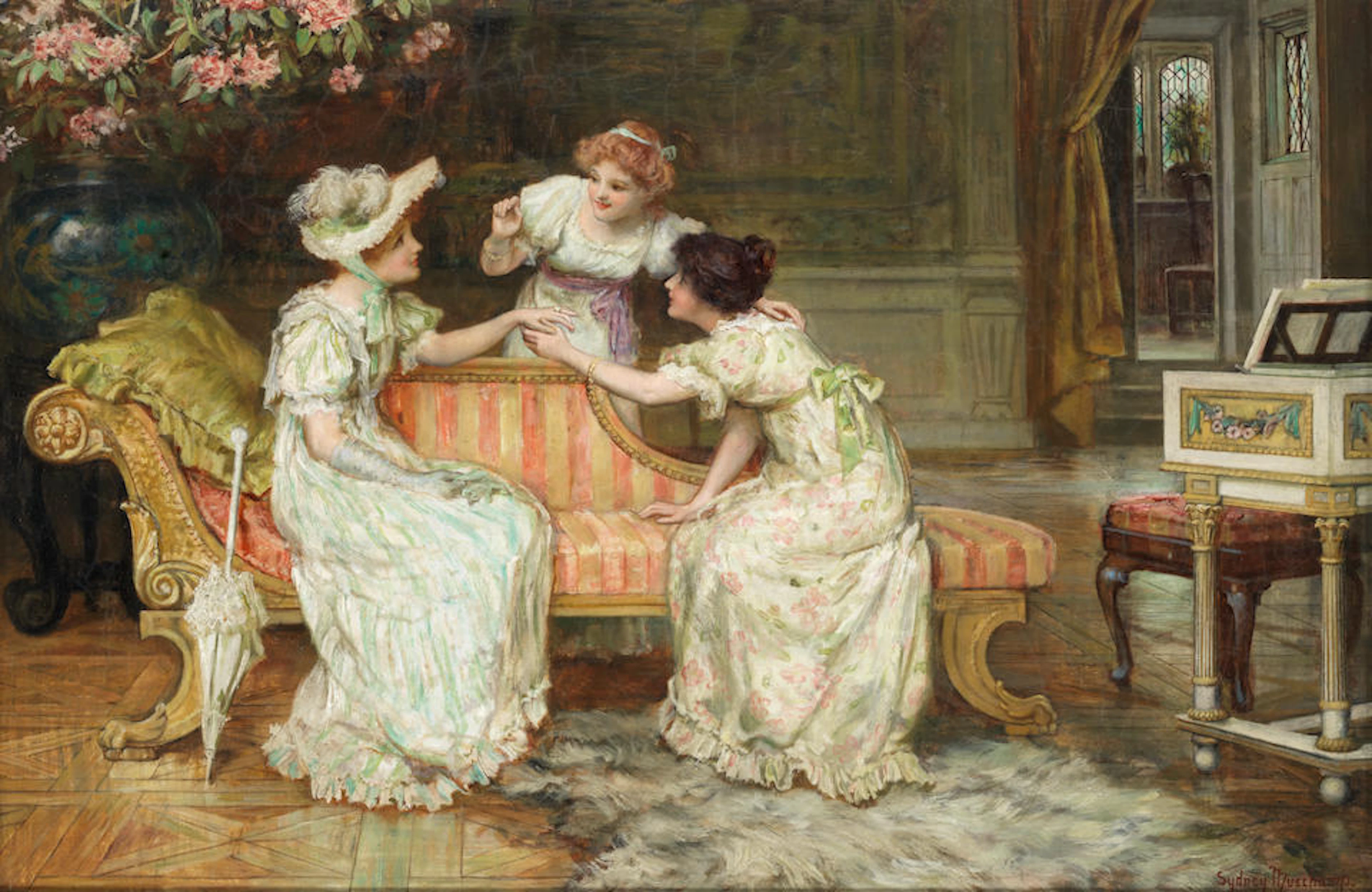 Francis Sydney Muschamp (British, 1851-1929) Admiring the engagement ring