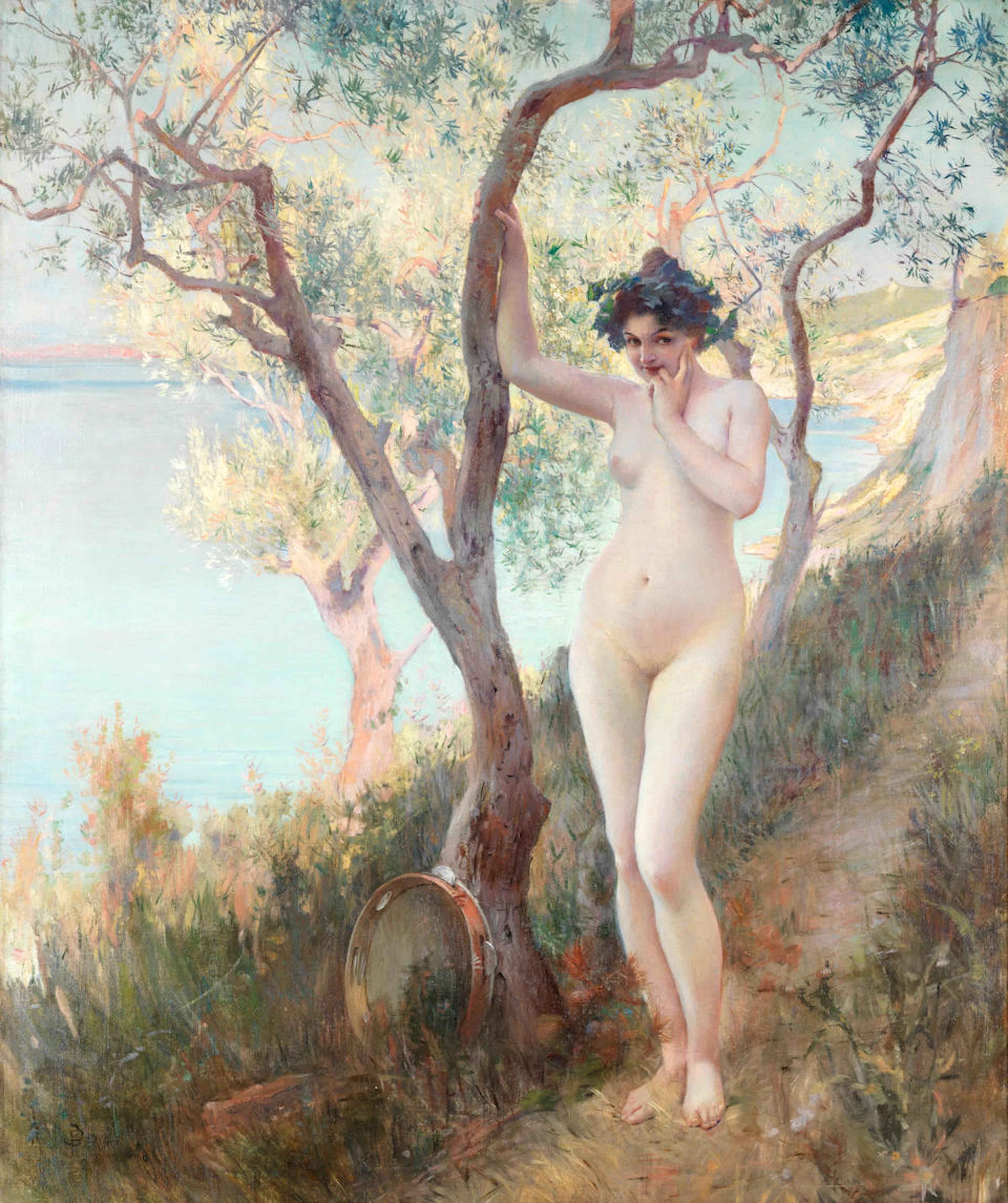 Paul Jean Gervais (French, 1859-1936) The tambourine player