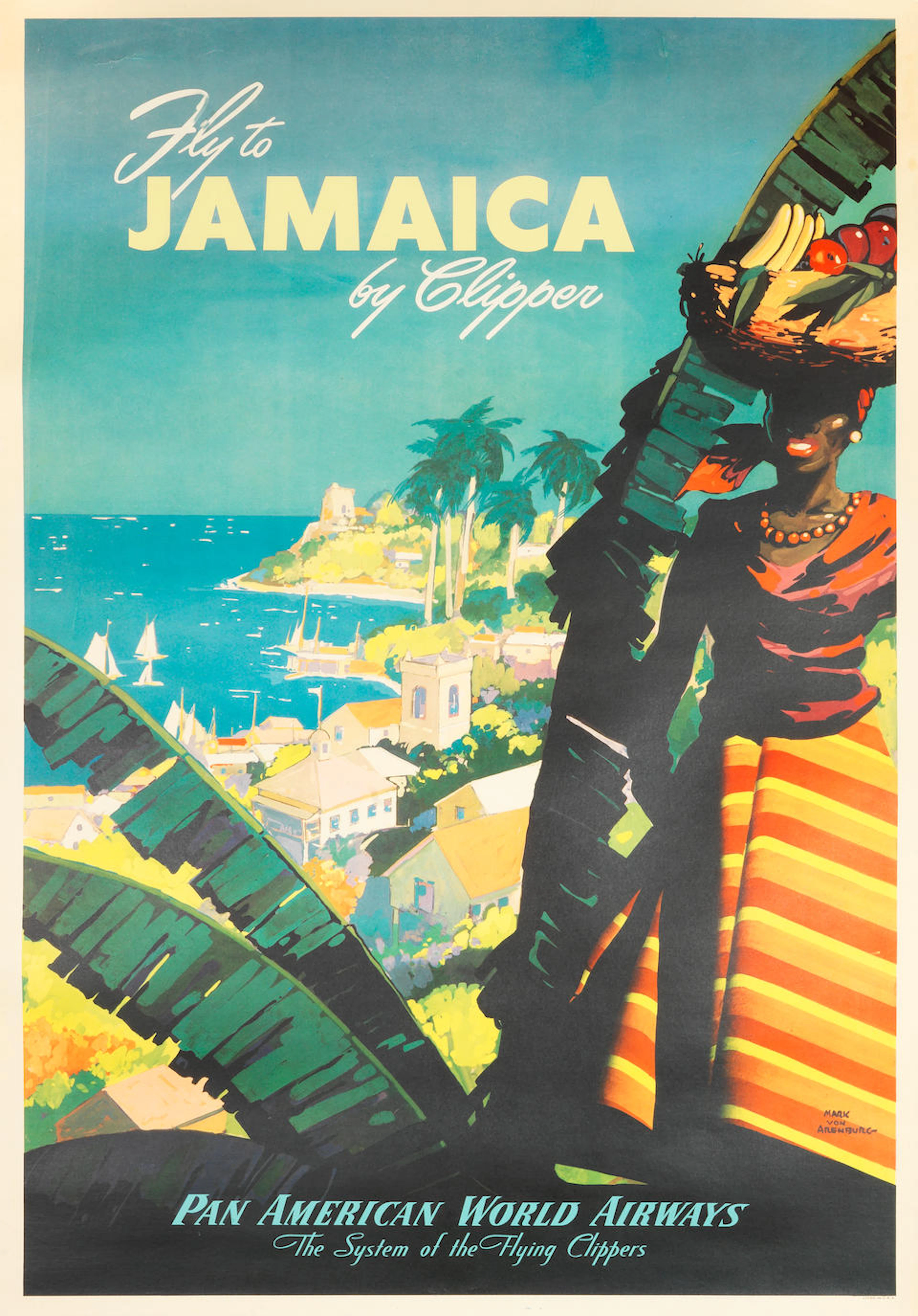 Mark von Arenburg FLY TO JAMAICA BY CLIPPER. Pan American World Airways.