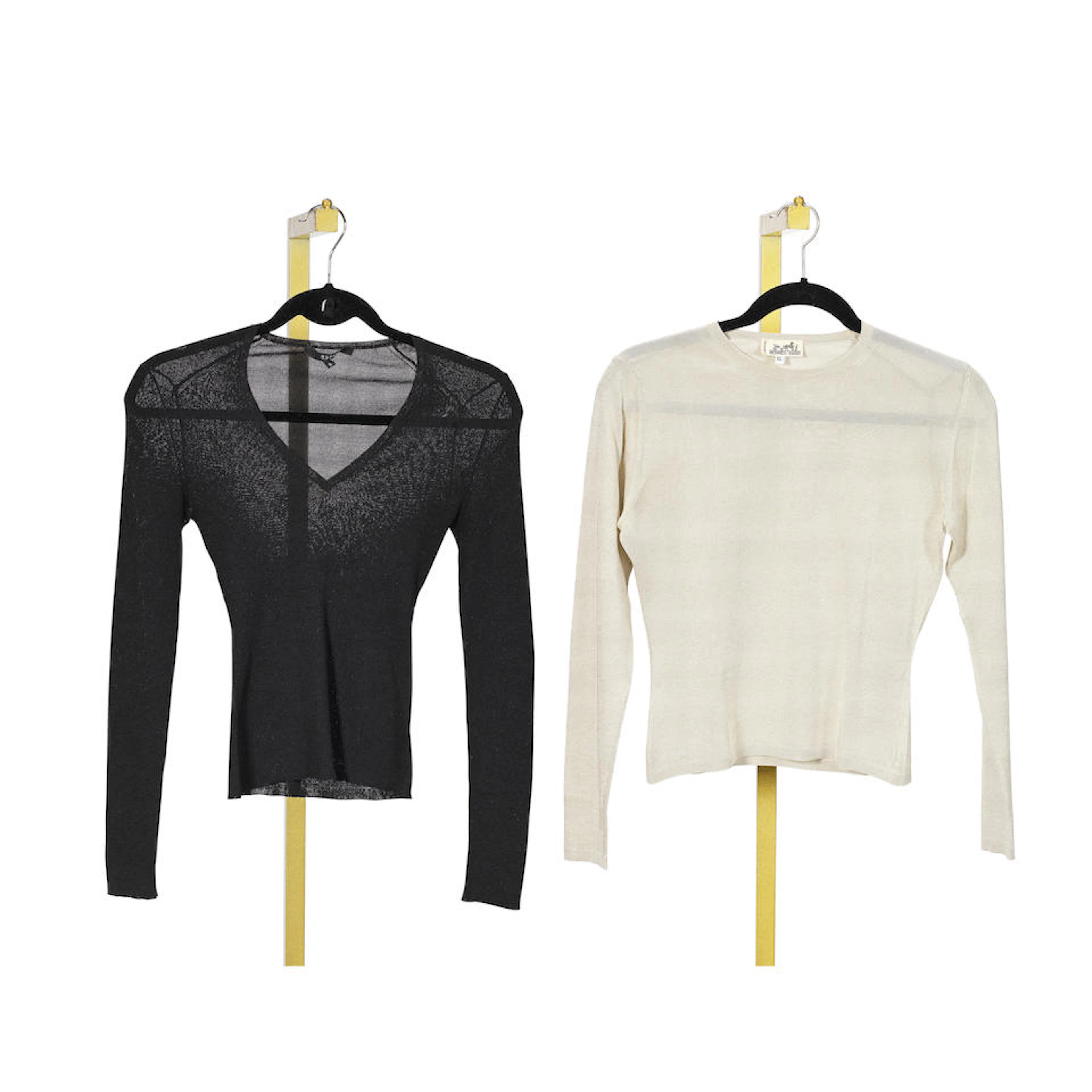 GUCCI AND HERMÈS : A BEIGE AND A BLACK FINE KNITTED JUMPER