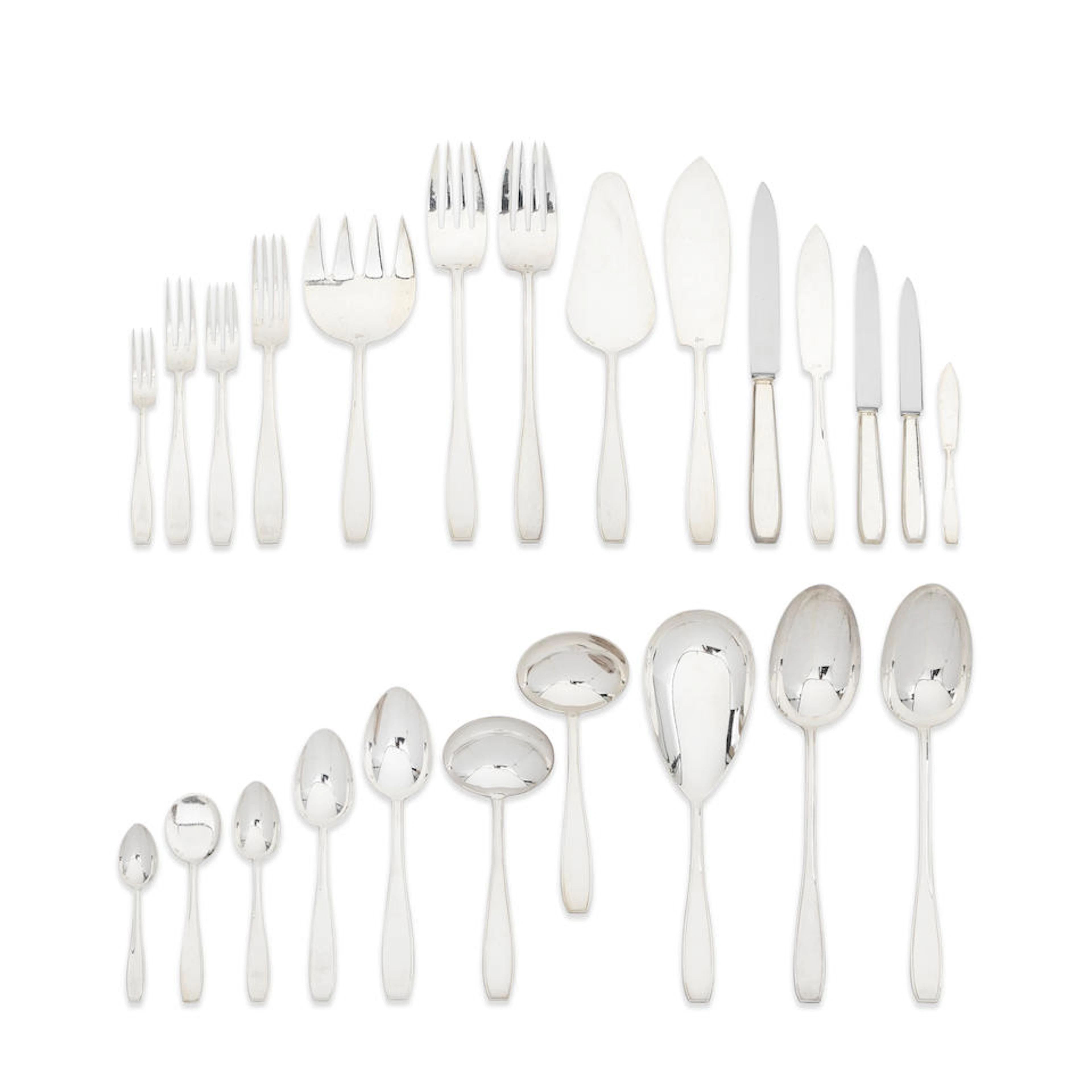 An extensive Belgian silver table service of flatware and cutlery Wolfers Frères