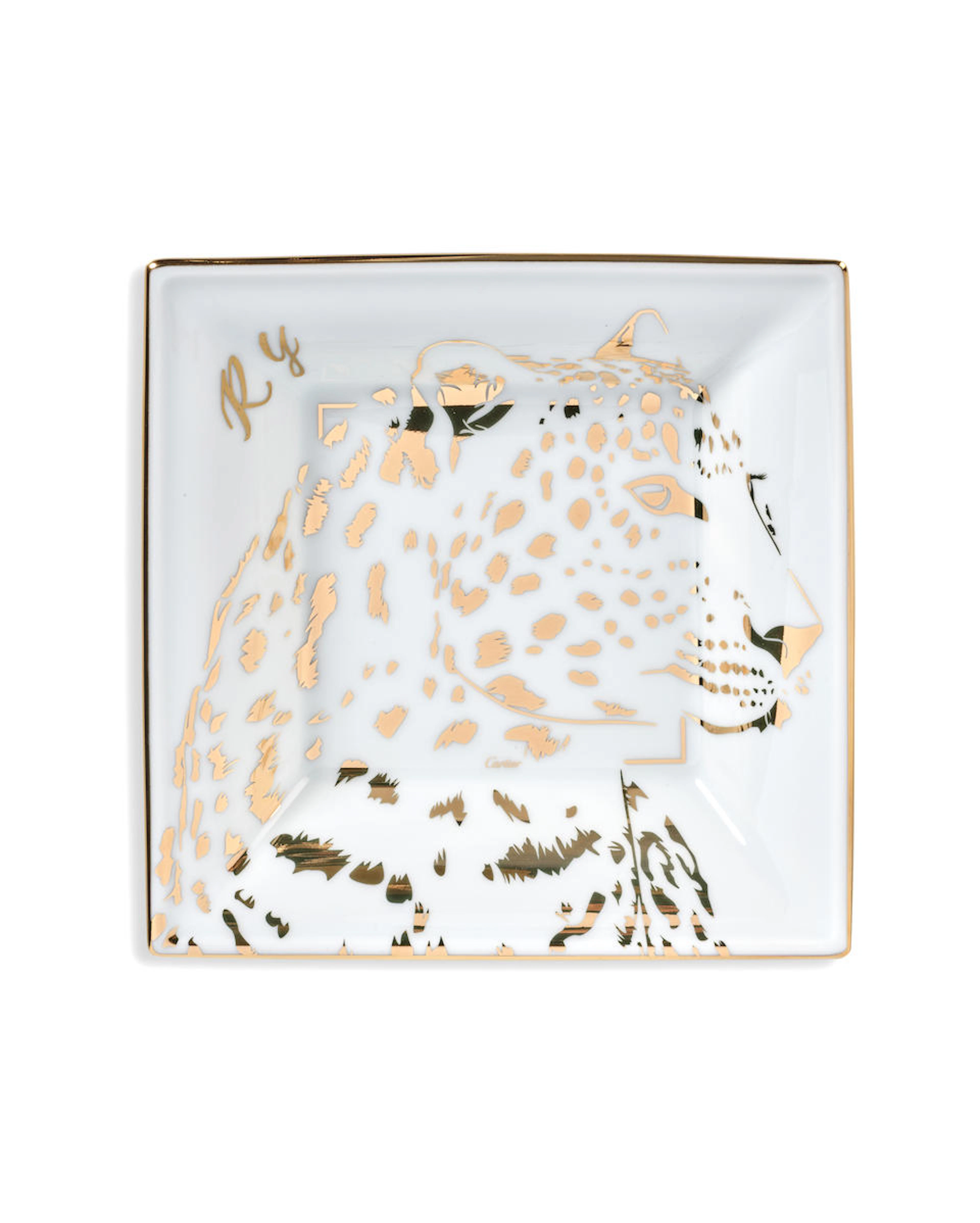 CARTIER | PANTHER. A PORCELAIN PANTHER TRINKET TRAY, CIRCA 2010
