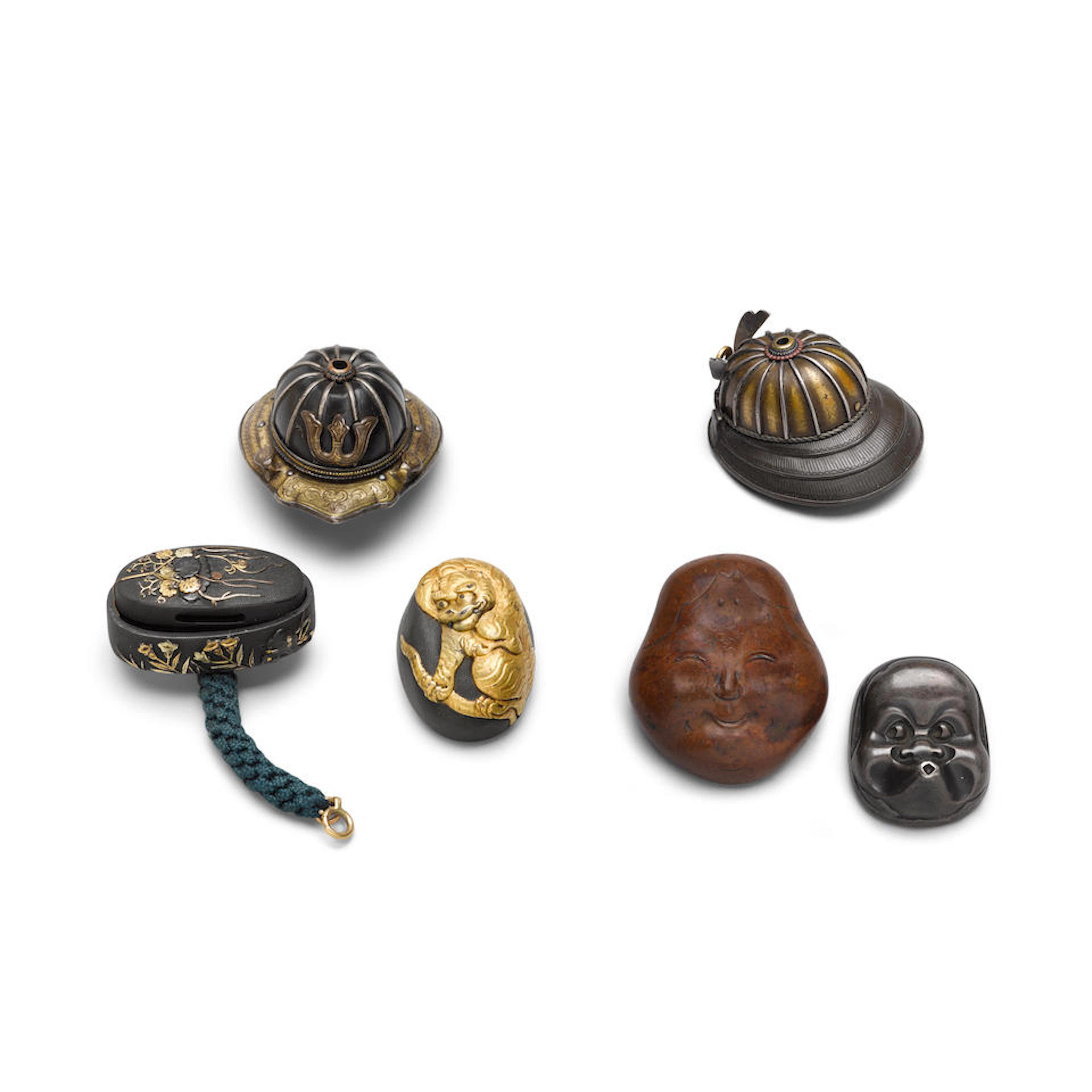 A Group of Six mixed-metal netsuke Edo period (1615-1868), 19th century