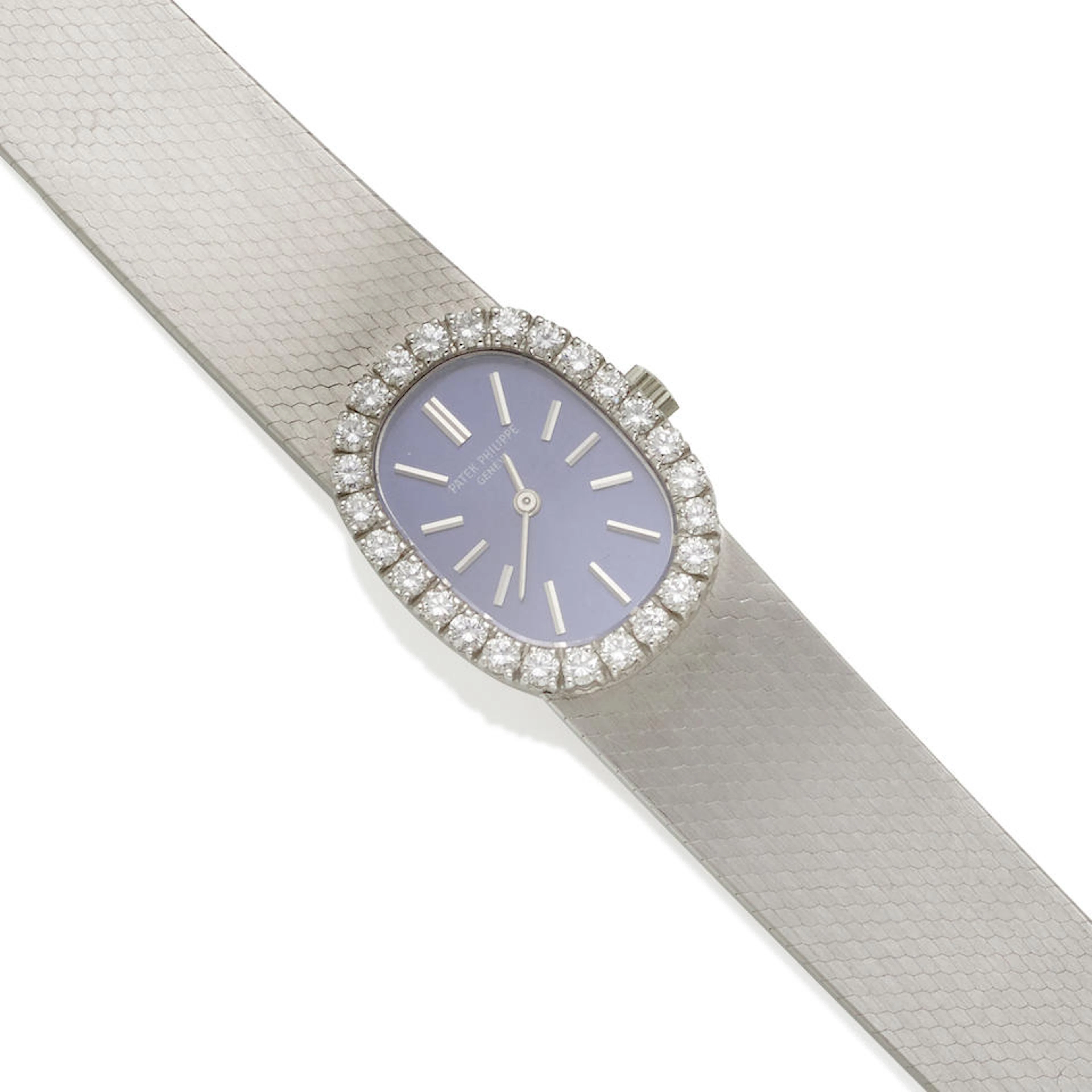 PATEK PHILLIPE: AN 18K WHITE GOLD AND DIAMOND WRISTWATCH