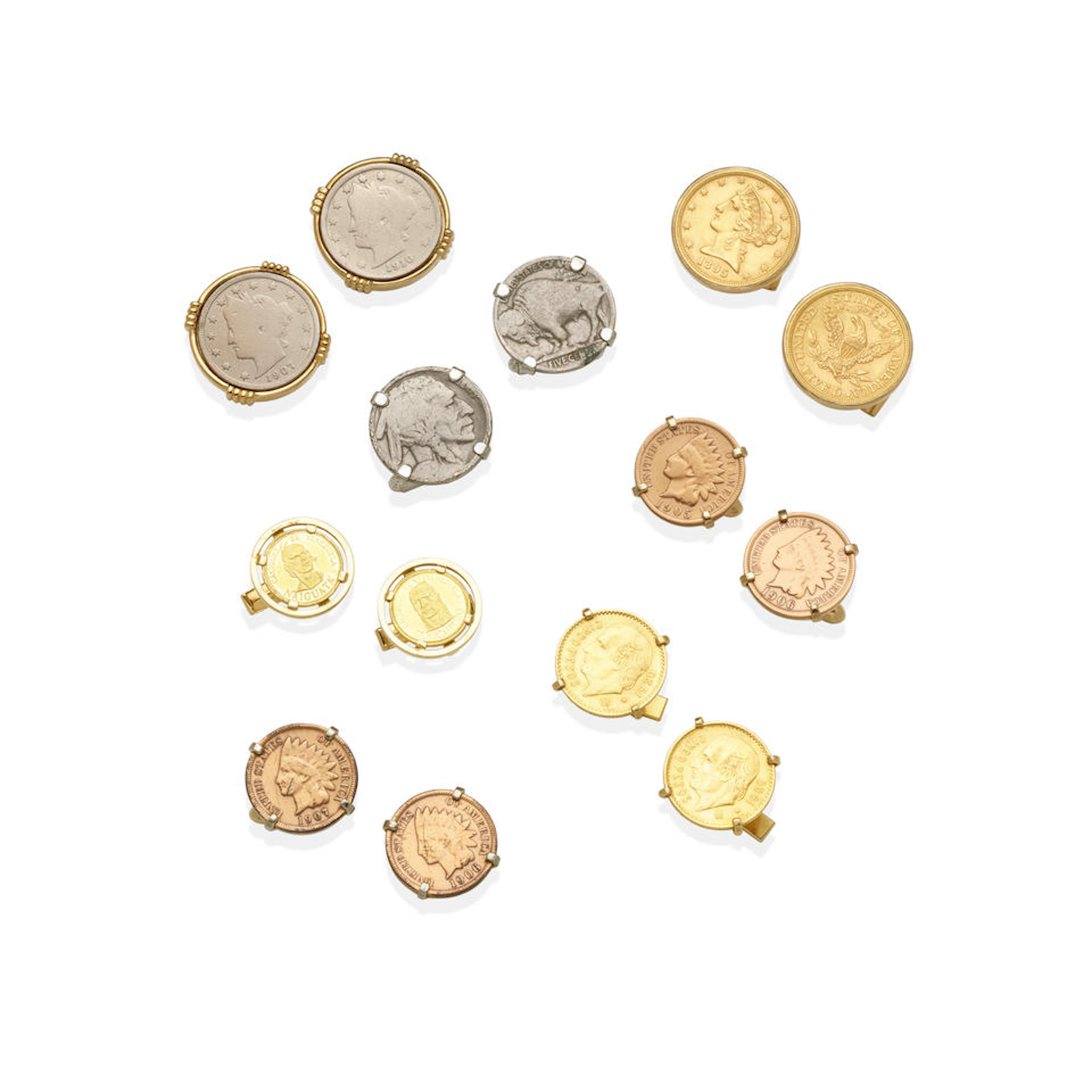A GROUP OF SIX PAIRS OF CUFFLINKS