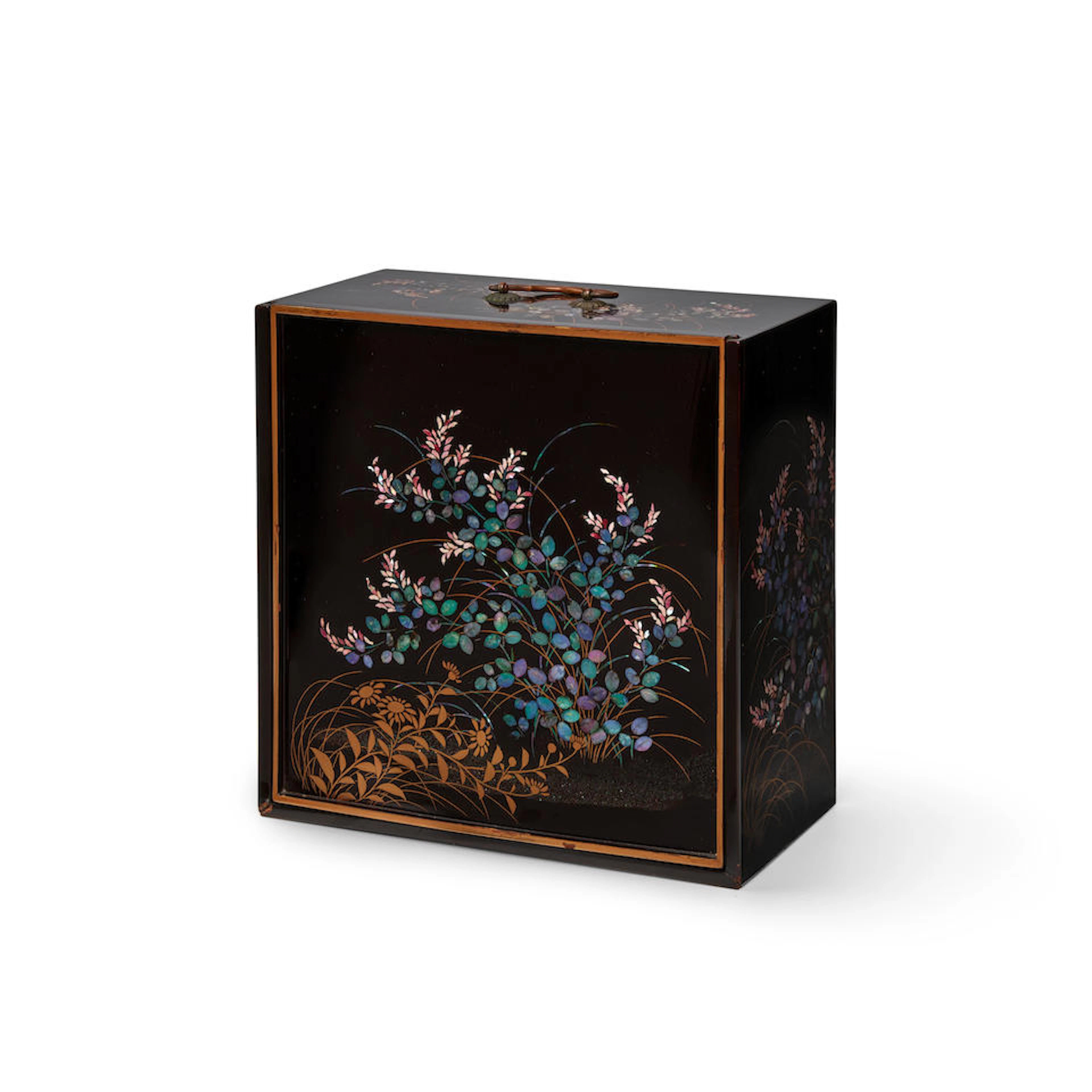 A BLACK LACQUER PICNIC SET Meiji (1868-1912) or Taisho (1912-1926) era (6)