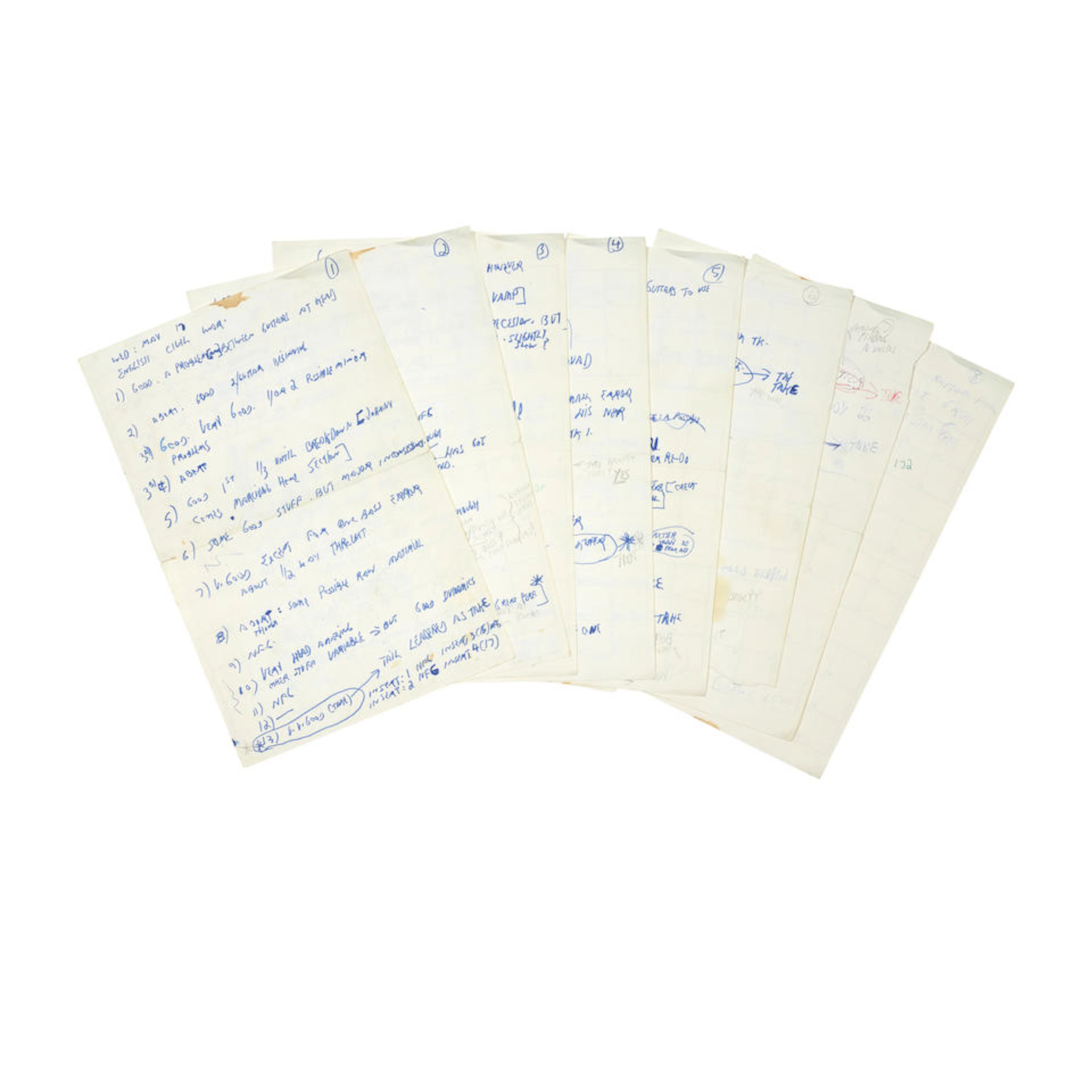A COLLECTION OF RECORDING NOTES FOR THE CLASH GIVE 'EM ENOUGH ROPE BY PRODUCER