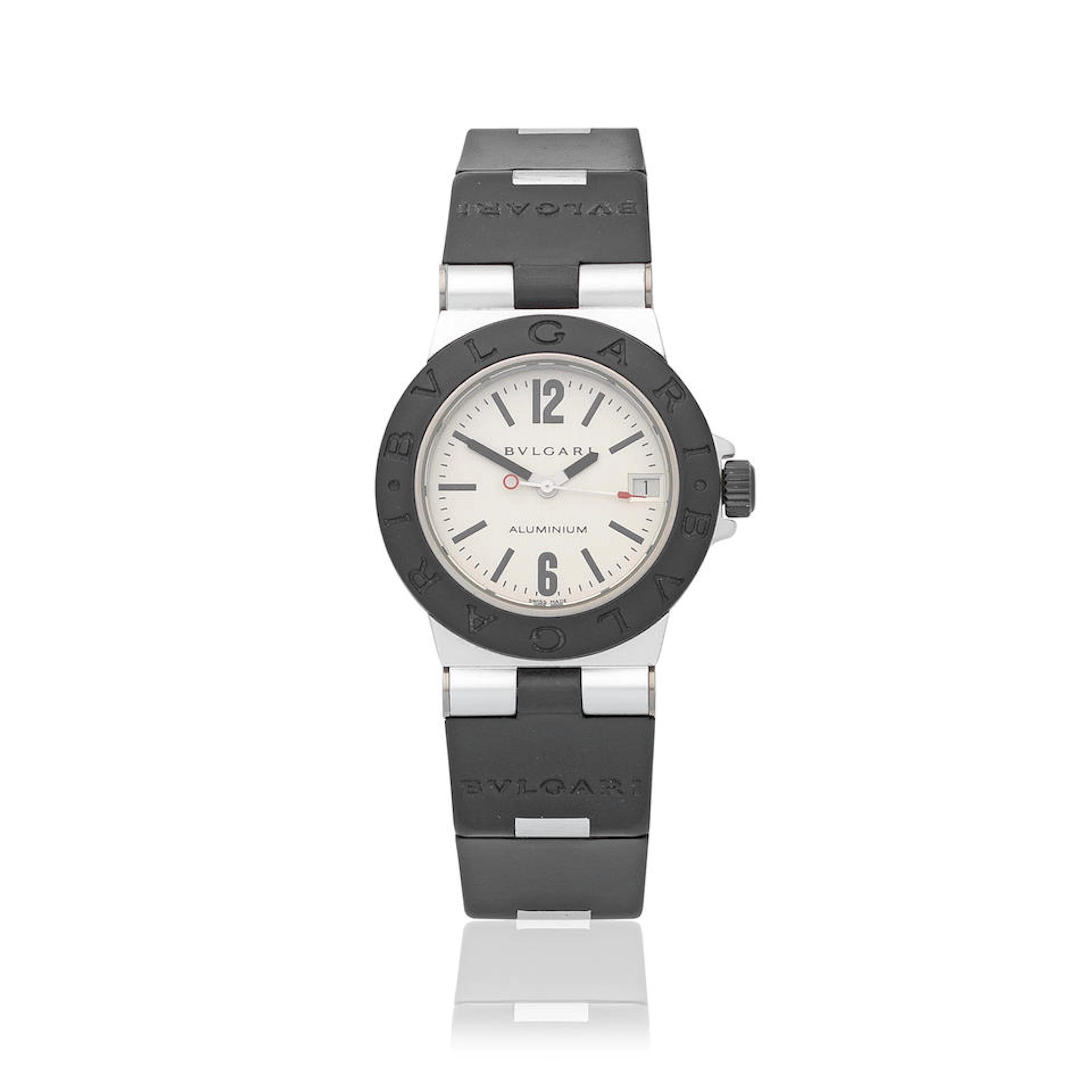 Bulgari. A lady's aluminium quartz calendar wristwatch Diagono